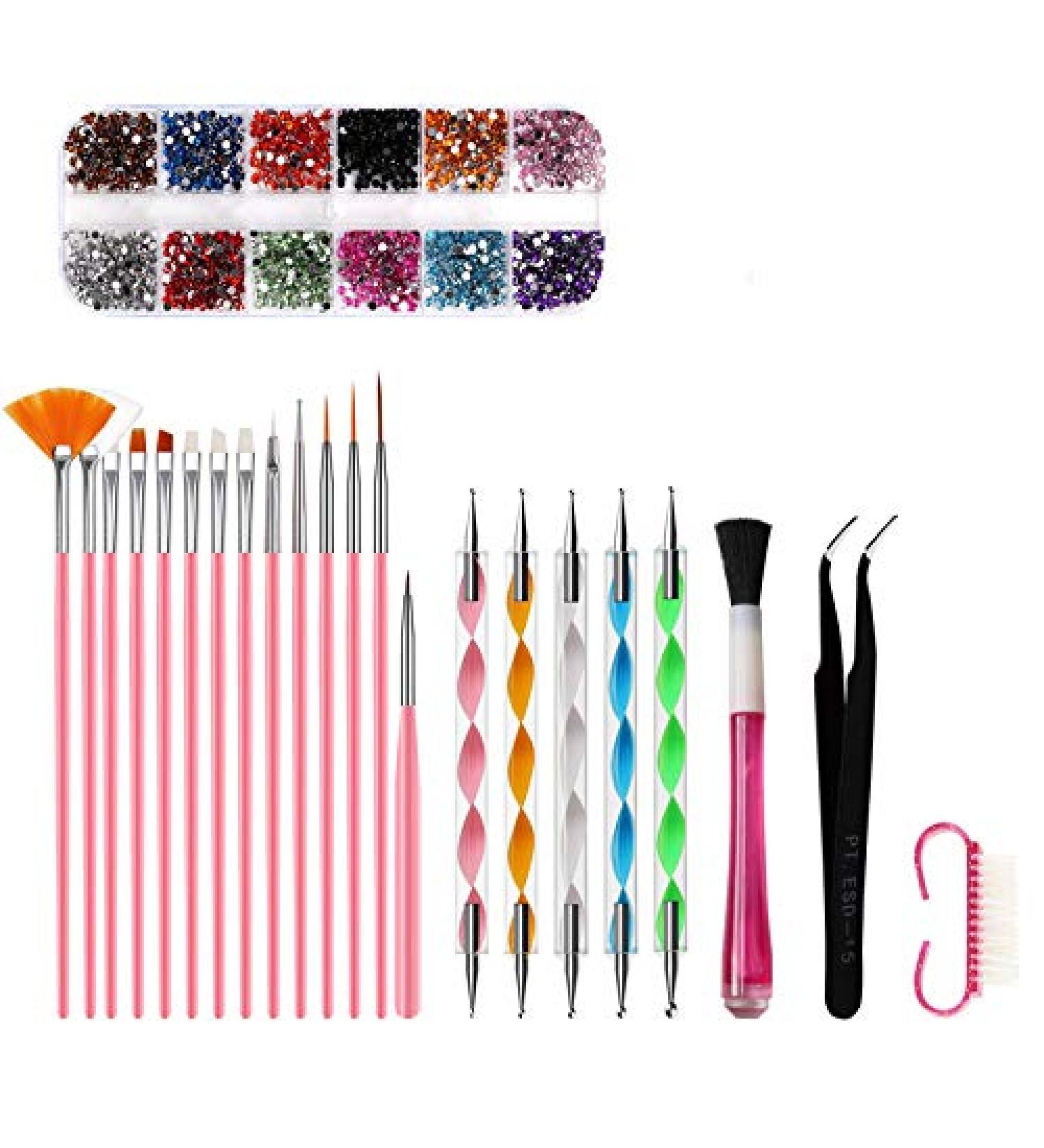 jayzee 23 Piece Set Acrylic Nail Art Brush Set UV Gel Nail Polish Painting Brushes Dotting Pen Kit Manicure Clean Brush Tool - Buy Online on SooperMarket.com