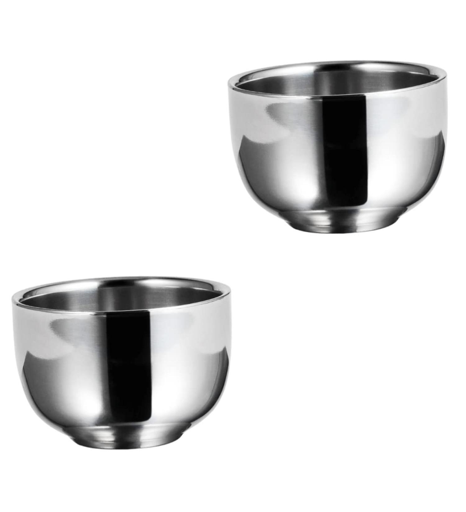 Beavorty 2 STK Impact Bowl Tools for Men | Stainless Steel Shaving Soap Container | Rabbit Ears Bubble Bowl for Home Shaving | 7.3x5cm Silver - Buy Online on SooperMarket.com