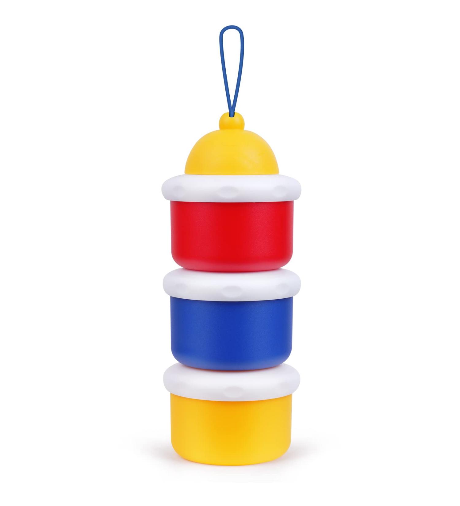Vicloon 3-Layer Baby Milk Powder Dispenser & Snack Container - Portable Storage Pots in Red/Yellow/Blue - Buy Online on SooperMarket.com