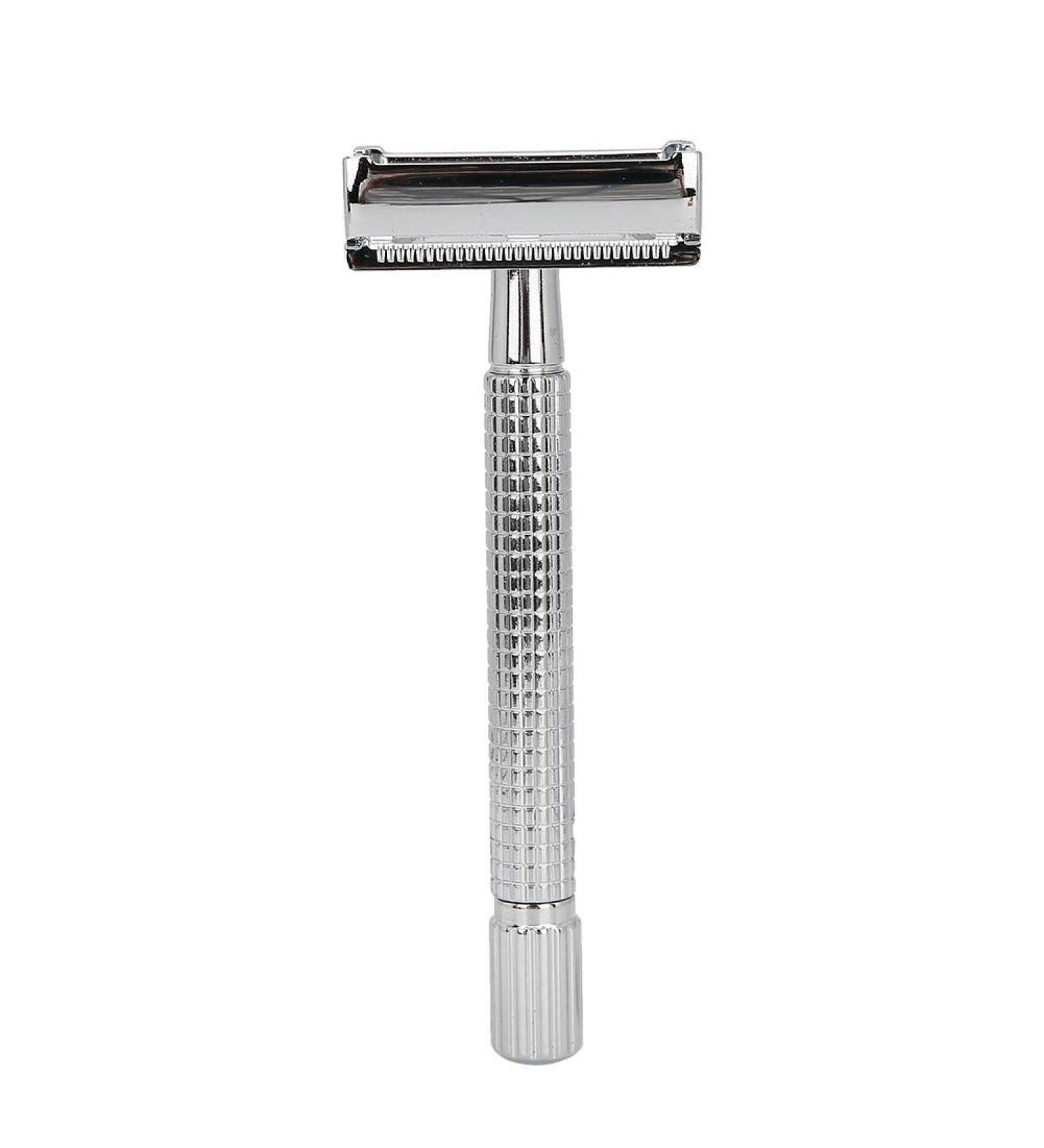 Manual Copper Safety Razor for Men - Silver Beard Shaving Tool with Base | Eco-Friendly Shaving Solution - Buy Online on SooperMarket.com