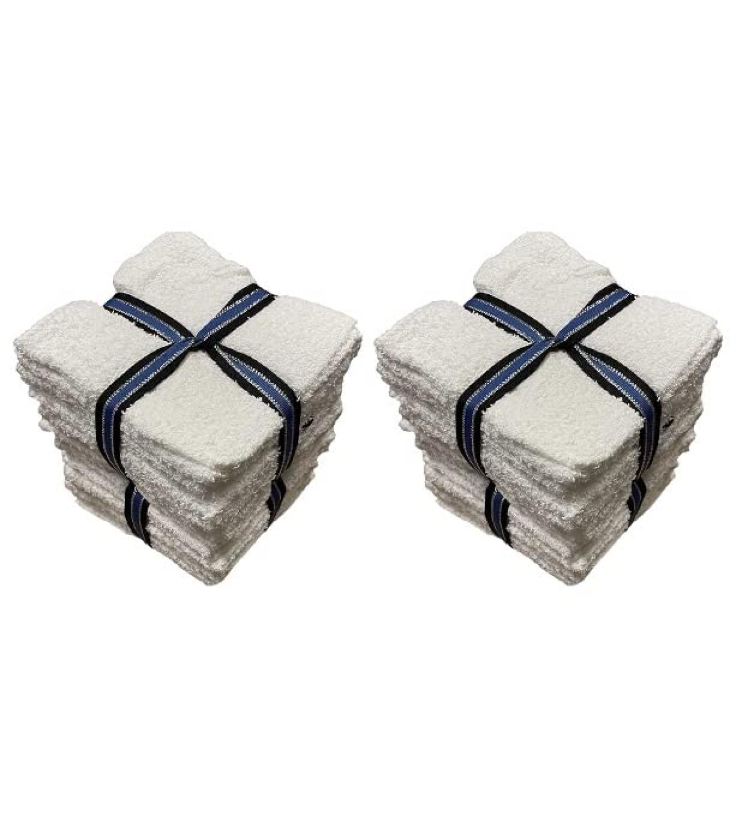 100% Cotton White Washcloths 11x11 inch (24 Pack) | Lightweight & Absorbent for Home, Salon, Gym, Motel, Auto Detailing & More - Commercial Grade Economy - Buy Online on SooperMarket.com