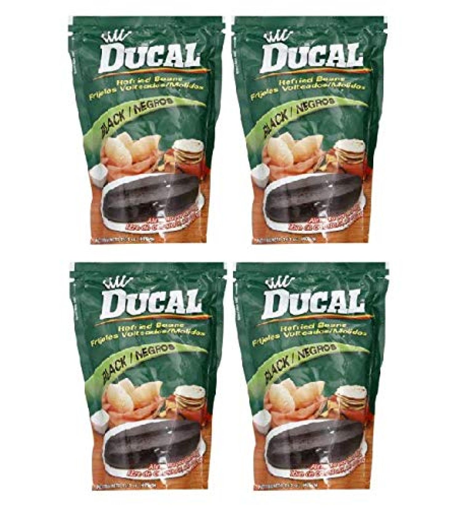 DUCAL Frijoles Negros Volteados Molidos (Doy Pack) 4 PACK 400 gr. c/u | Refried Black Beans (Doy Pack) 4 PACK 14.1 oz. each.