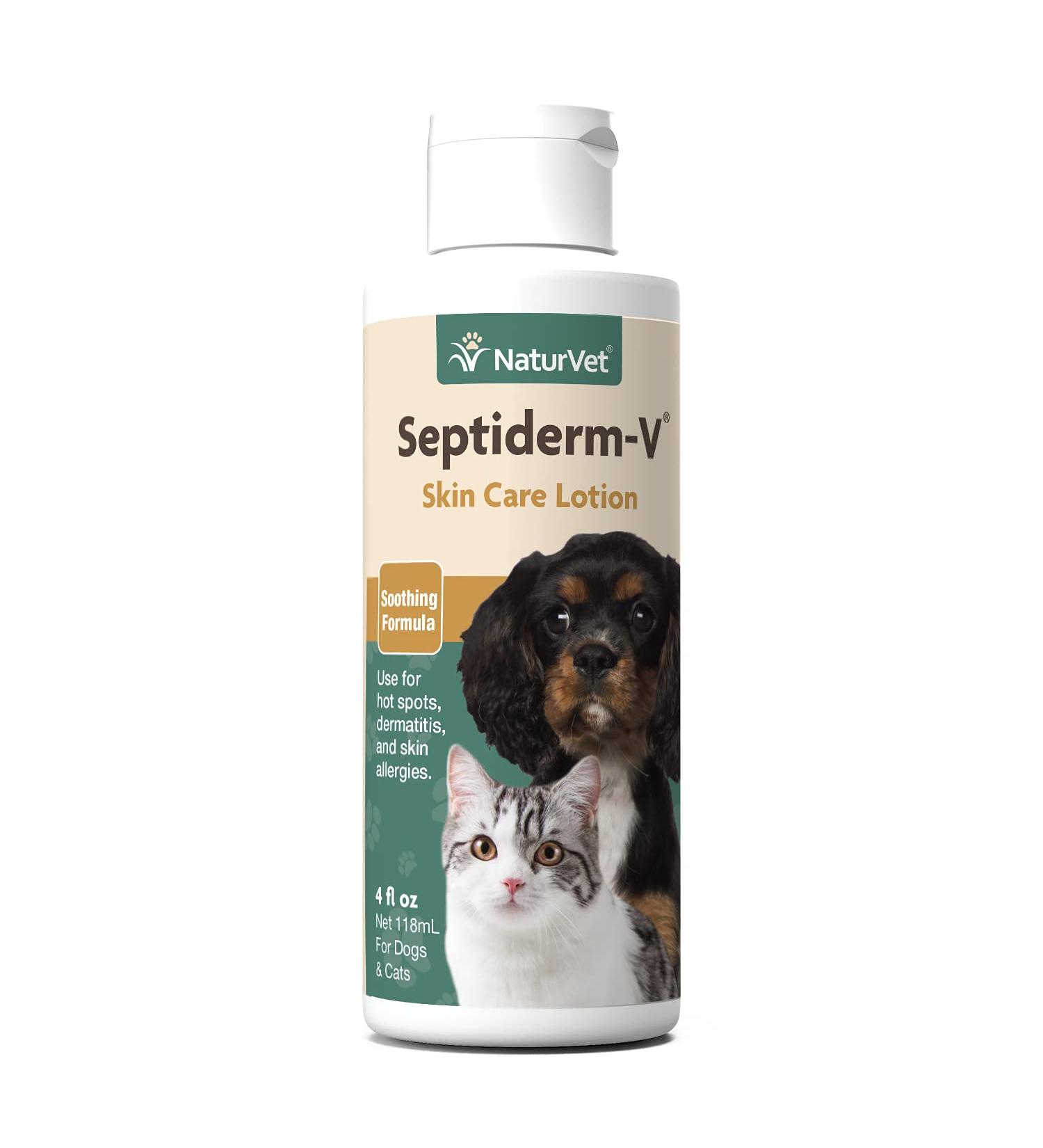 NaturVet Septiderm-V Skin Care Lotion for Dogs & Cats - Pet Health Supplement for Dermatitis, Allergies, Hot Spots, Rashes - 4 Oz - Buy Online on SooperMarket.com