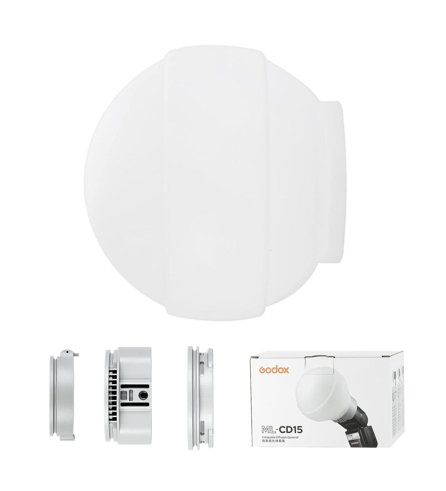Godox ML-CD15 Diffusion Dome | Compatible with Godox V1, AD100PRO, AD200PRO, V860III, V860II, V850II, TT685II, TT685, TT600, TT560II, TT520II, TT660S, AD200, ML30, ML30Bi, ML60, ML60Bi, AD300PRO, AD400PRO - Buy Online on SooperMarket.com
