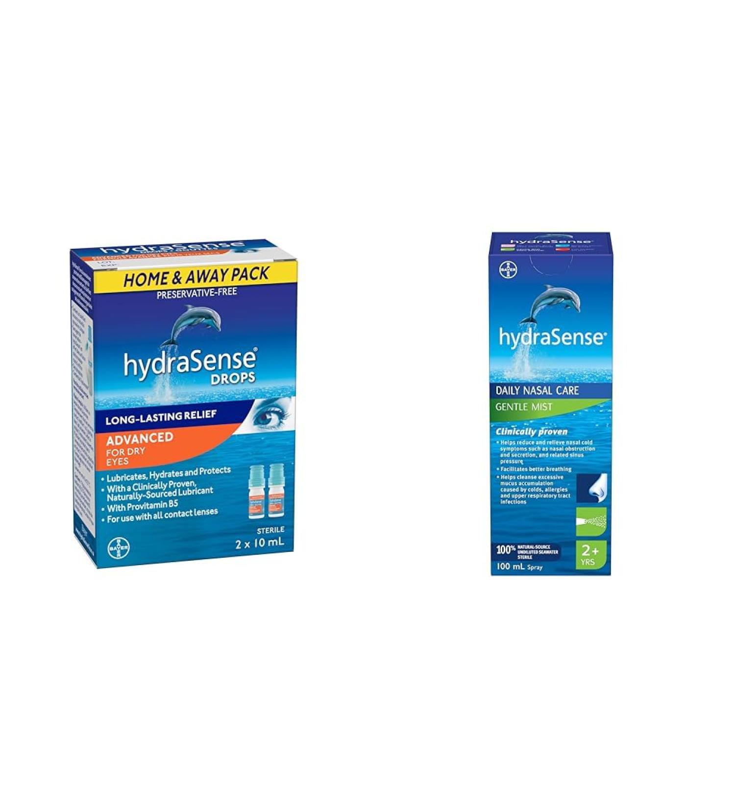 HydraSense Advanced Eye Drops For Dry Eyes Preservative Free & Gentle Mist Nasal Spray Daily Nasal Care 100% Natural Source Seawater Preservative-Free 100 mL - Buy Online on SooperMarket.com