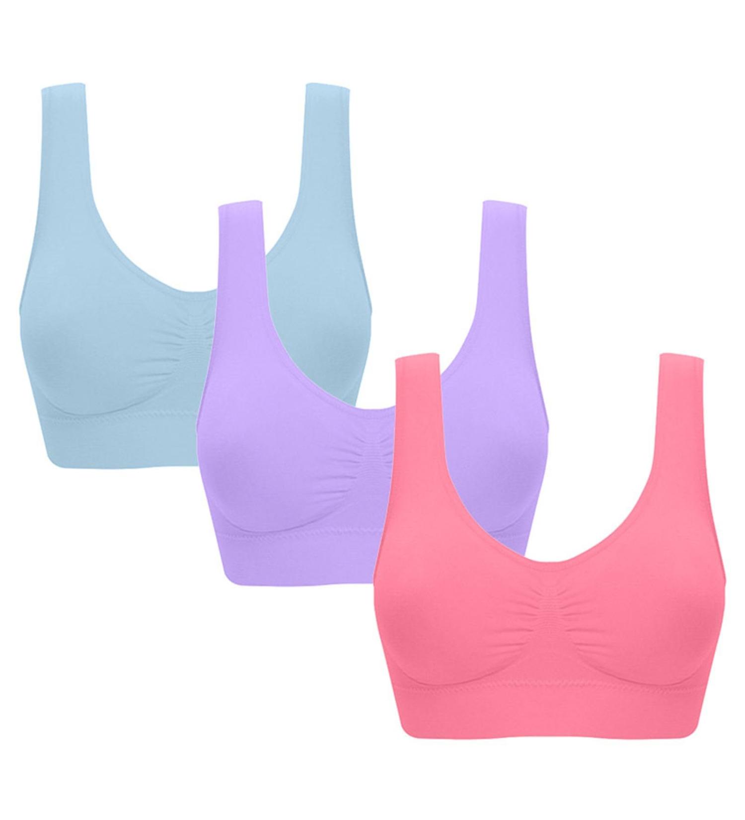 CreoQIJI Women's Corsets & Bustiers - Breathable Wireless Sleep Bra (3 Pack S-6XL) - Comfortable Sports Bra in Pink - Buy Online on SooperMarket.com