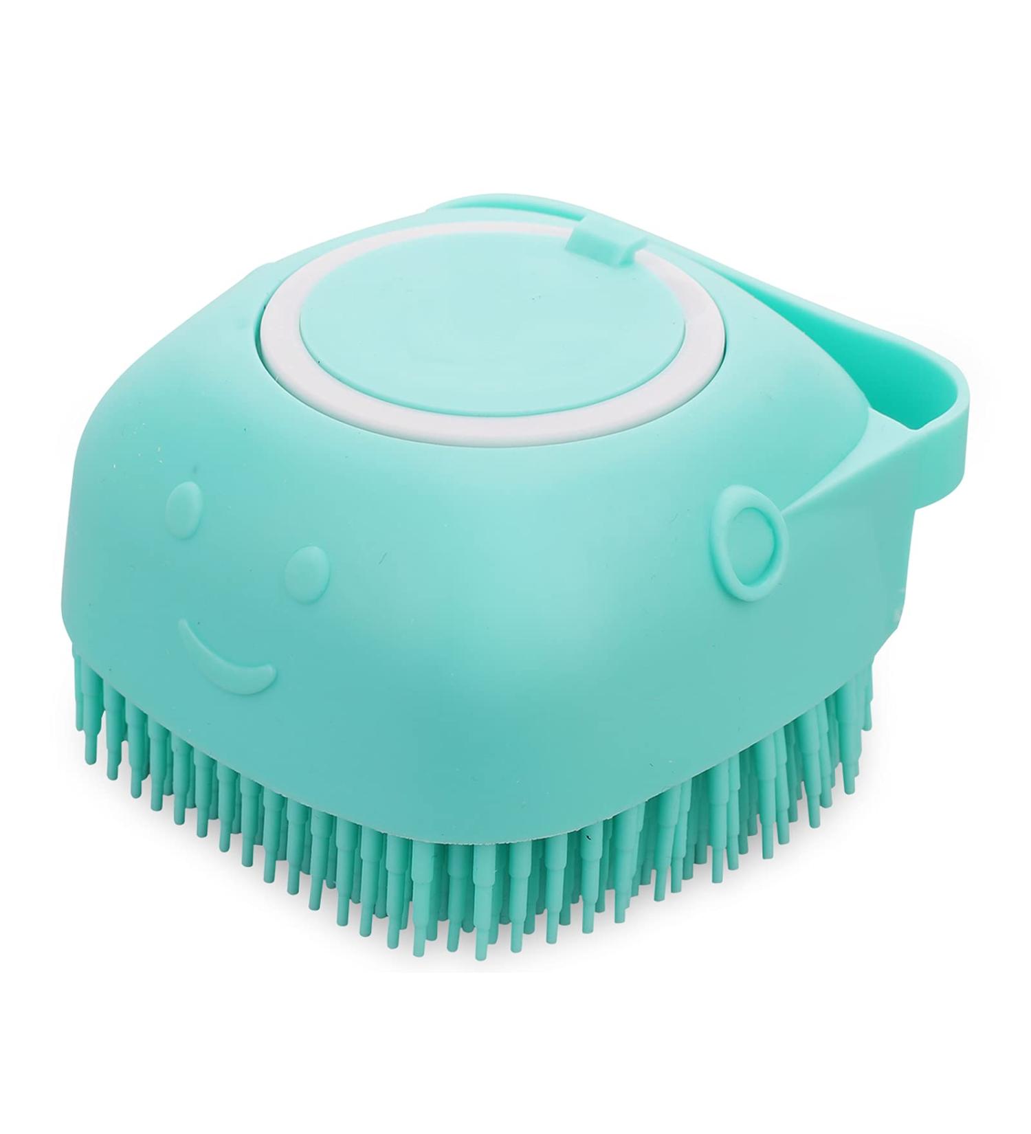 Molain Silicone Dog Cat Bath Brush Comb - Soft Grooming & Massage Brush with Shampoo Dispenser (Blue) - Buy Online on SooperMarket.com