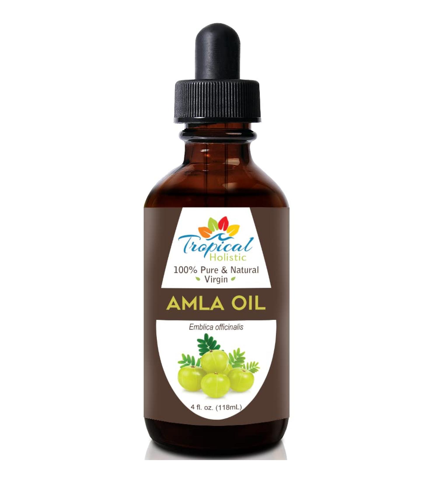 Tropical Holistic 4 oz Amla Oil - 100% Pure & Unrefined Indian Gooseberry Oil - Organic, Non-GMO - For Healthy Beard, Scalp & Split Ends - Buy Online on SooperMarket.com