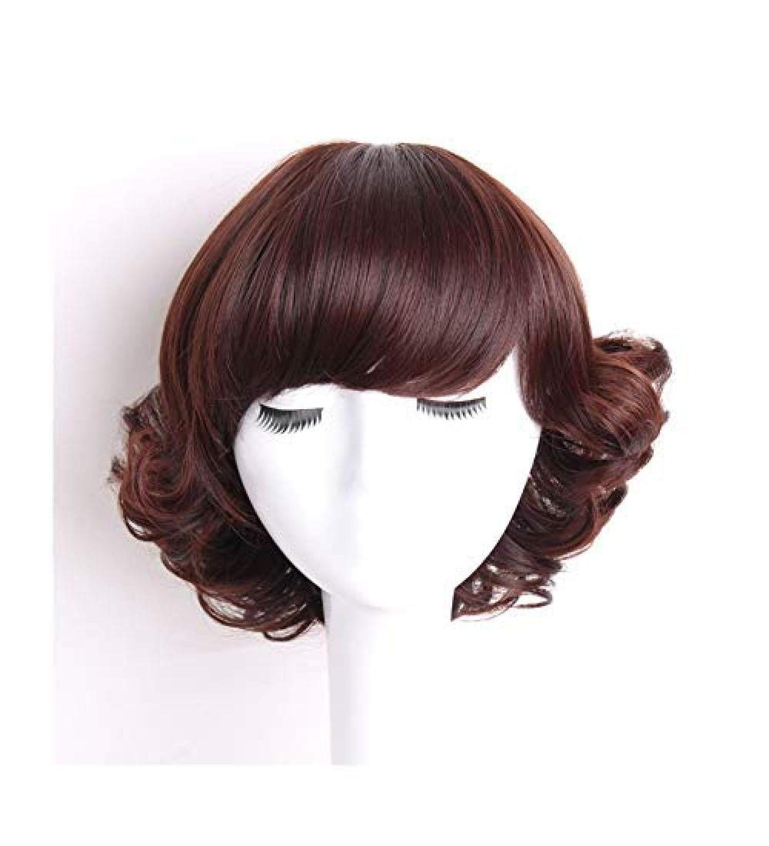BGHJUE Short Curly Wig for Black Women - Brown Pixie Wig with Big Curls 30cm - Perfect for Any Occasion - Buy Online on SooperMarket.com