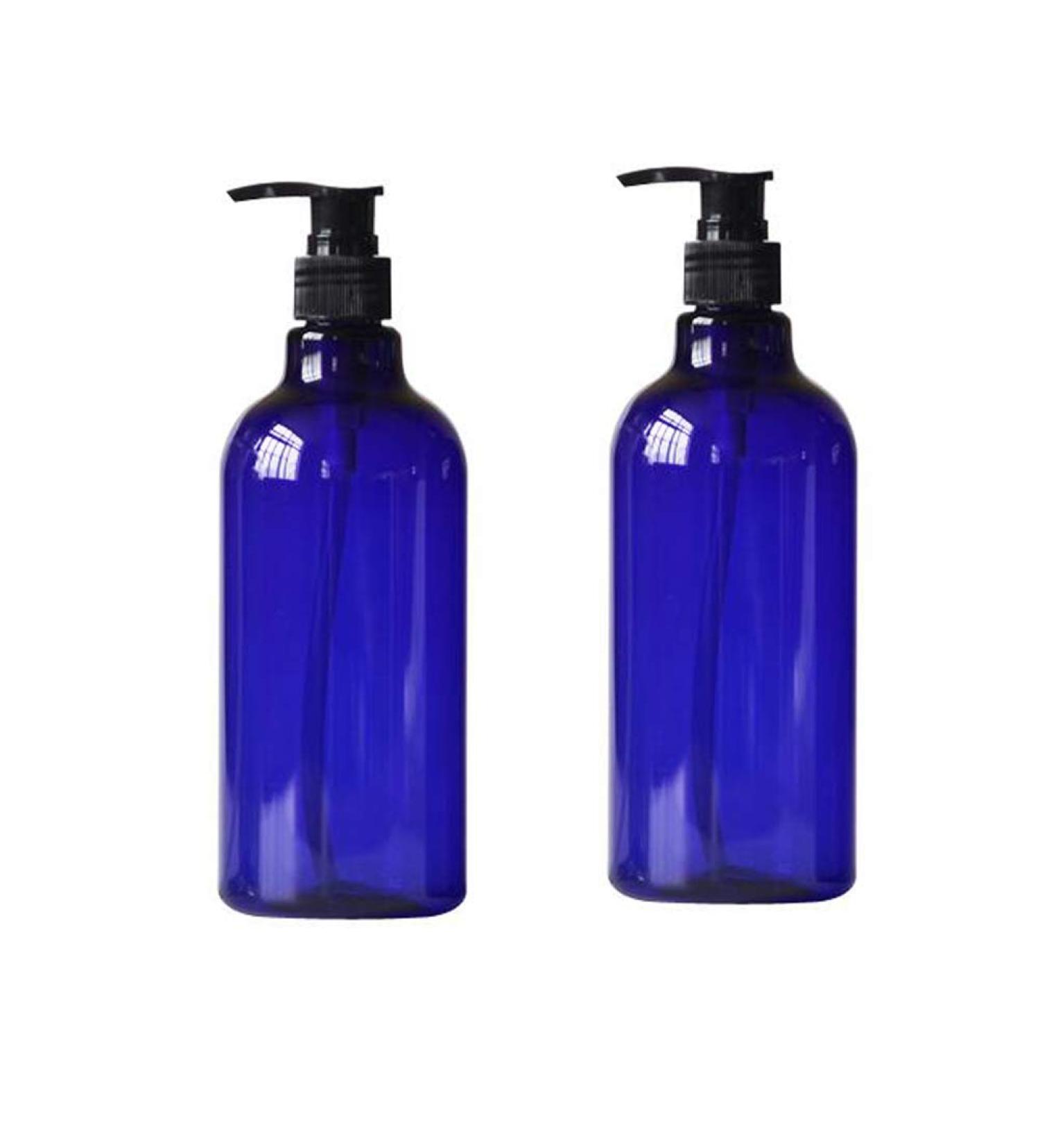 ericotry 2PCS 17oz/500ml Empty Refillable PET Plastic Pump Bottles Jars Pump Lotion Dispenser with Pump Tops for Cosmetic Emulsion Shampoo Body Wash Bath Shower Toiletries Liquid Travel Containers Blue - Buy Online on SooperMarket.com