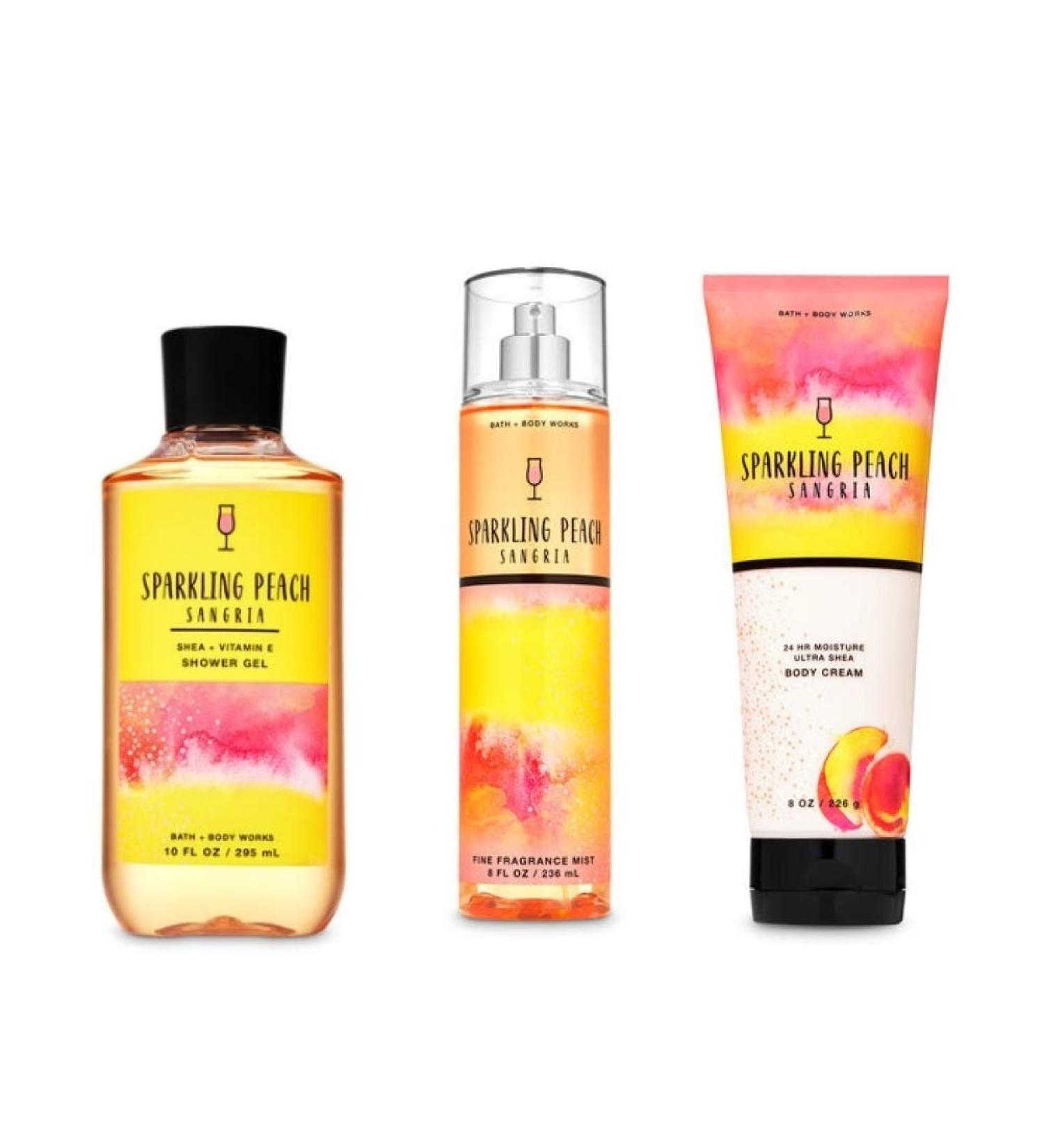 Bath and Body Works - Sparkling Peach Sangria - 3 pc Bundle - Shower Gel  Fine Fragrance Mist and Ultra Shea Body Cream - (2020)