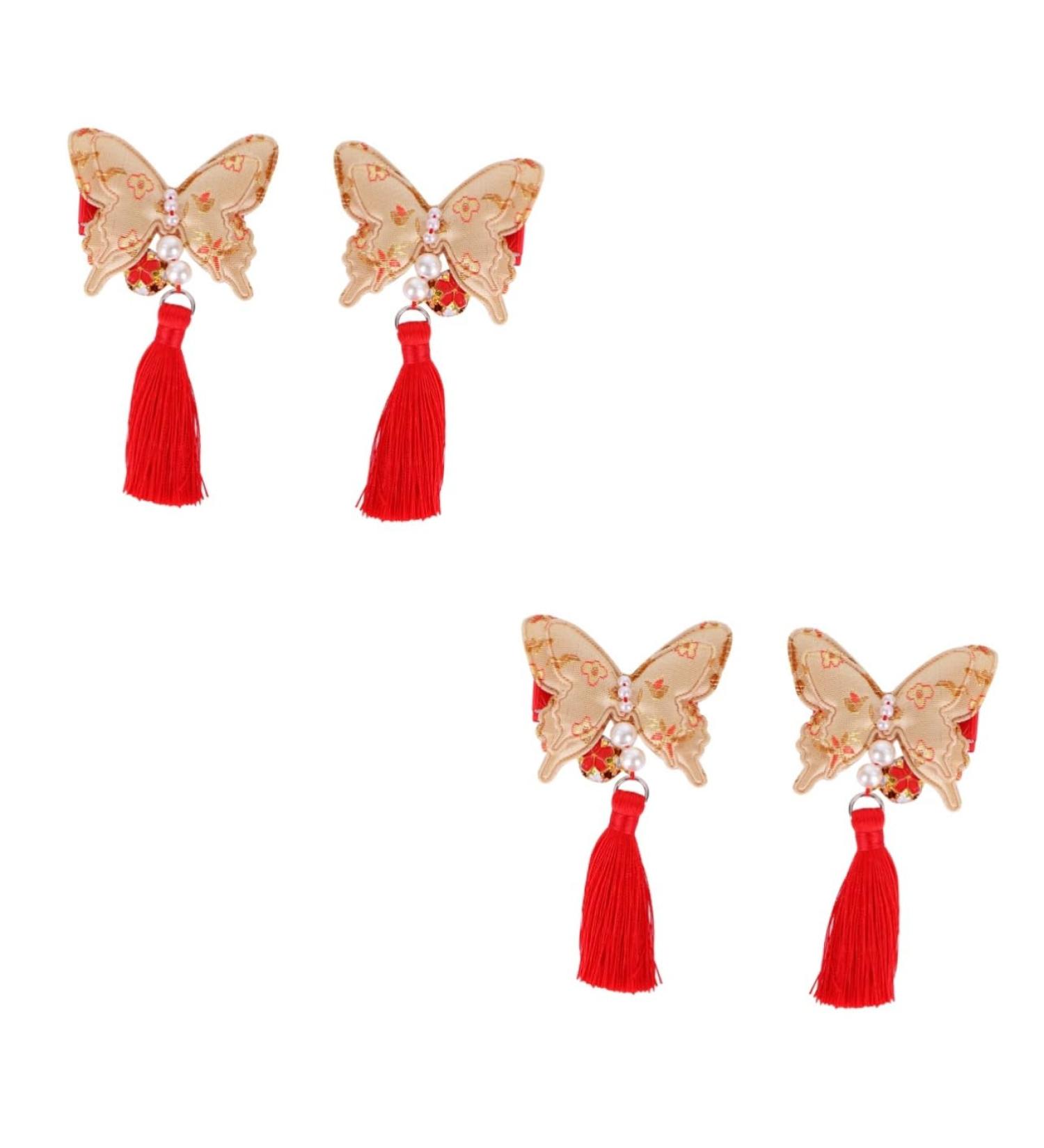 ibasenice 2 Pairs Chinese Style Hairpin Tassels Barrettes Party Hair Clip Kids Hairpin for New Year Bows Hair Clips New Year Bobby Pin Japanese-style Hairpin Child Girl Side Clip - Buy Online on SooperMarket.com