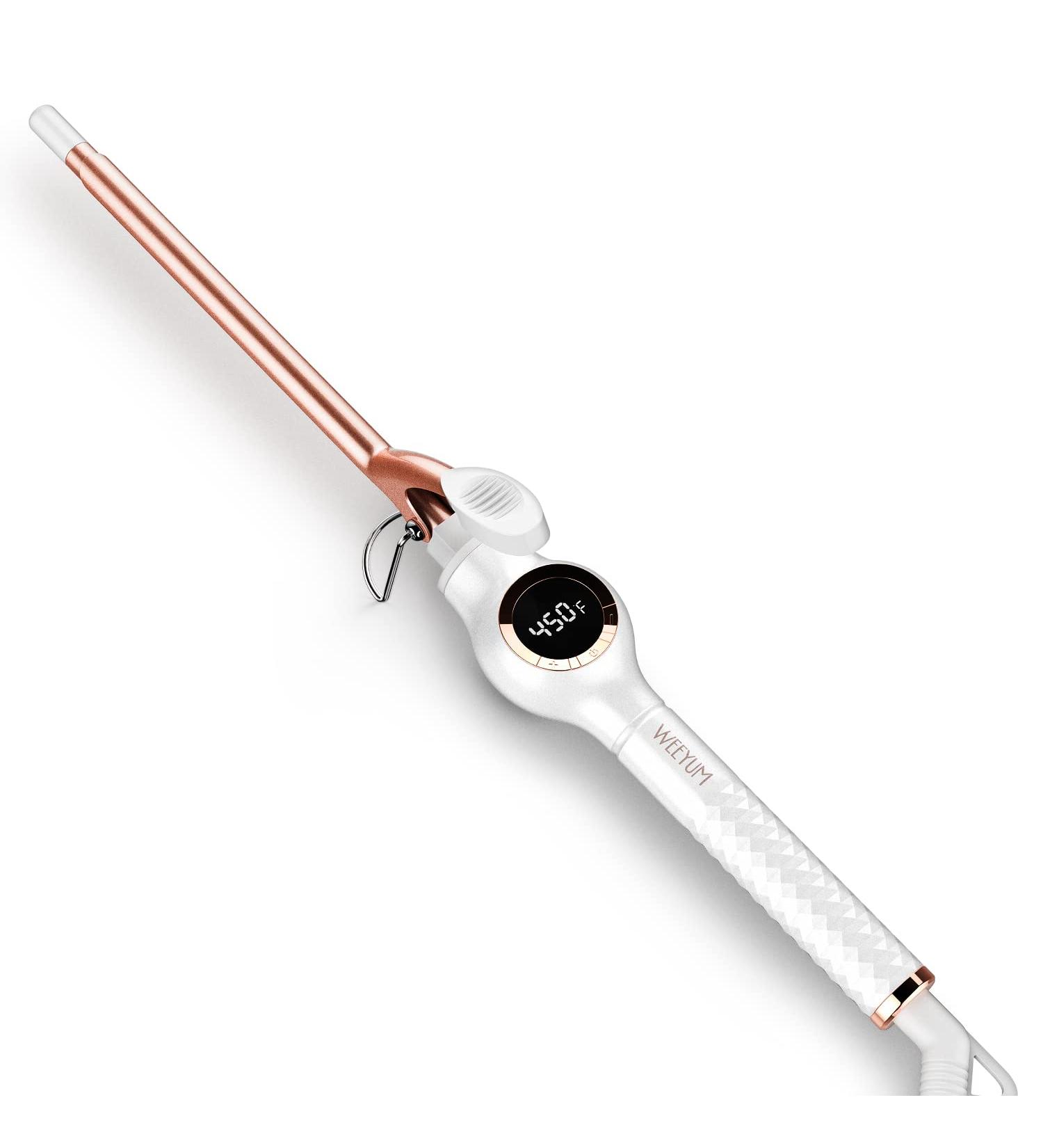 WEEYUM 3/8 Inch Small Curling Iron - Ceramic Tourmaline Barrel - 9mm Curling Wand for Short & Long Hair - Thin Curling Iron in White - Buy Online on SooperMarket.com