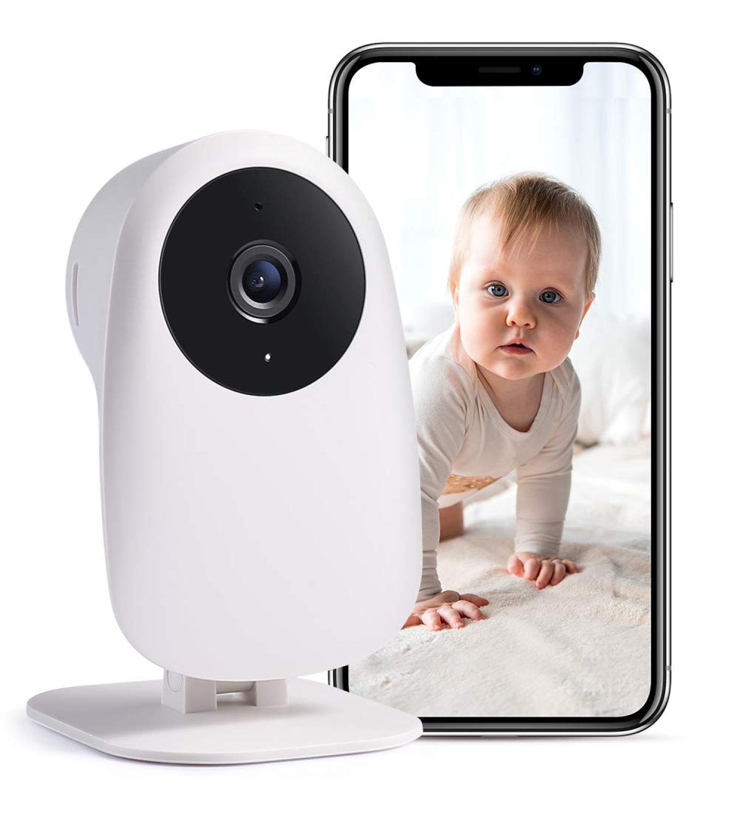 Nooie 1080P Baby Monitor Camera with Night Vision, Motion/Sound Detection, 2.4G WiFi Home Security, Alexa Compatible - 1 Pack - Buy Online on SooperMarket.com