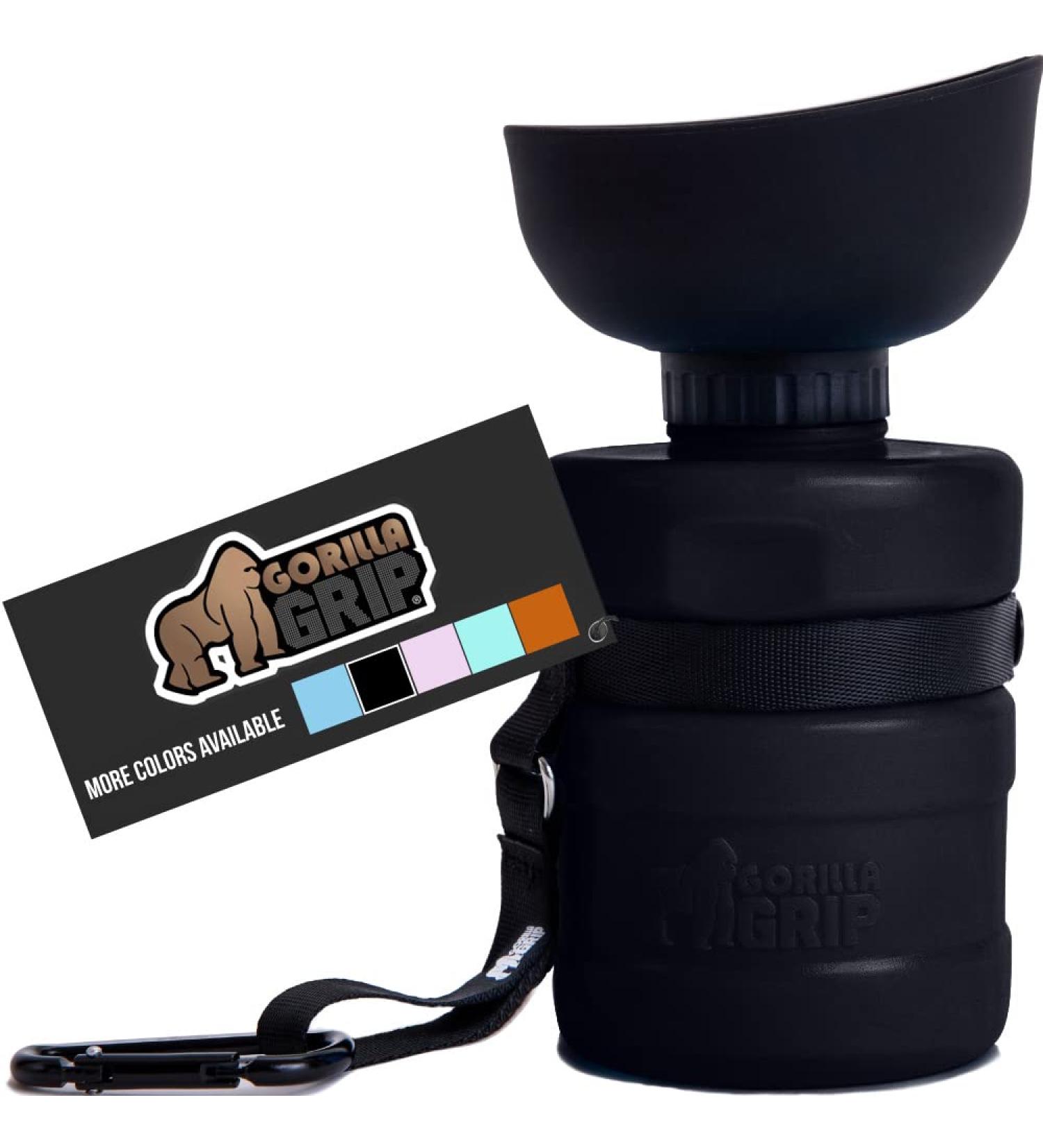 Gorilla Grip Portable Dog Water Bottle - Leak Proof 20oz Silicone Dispenser for Puppy Walks, Travel, Hiking - Keep Pets Hydrated on the Go - Black - Buy Online on SooperMarket.com