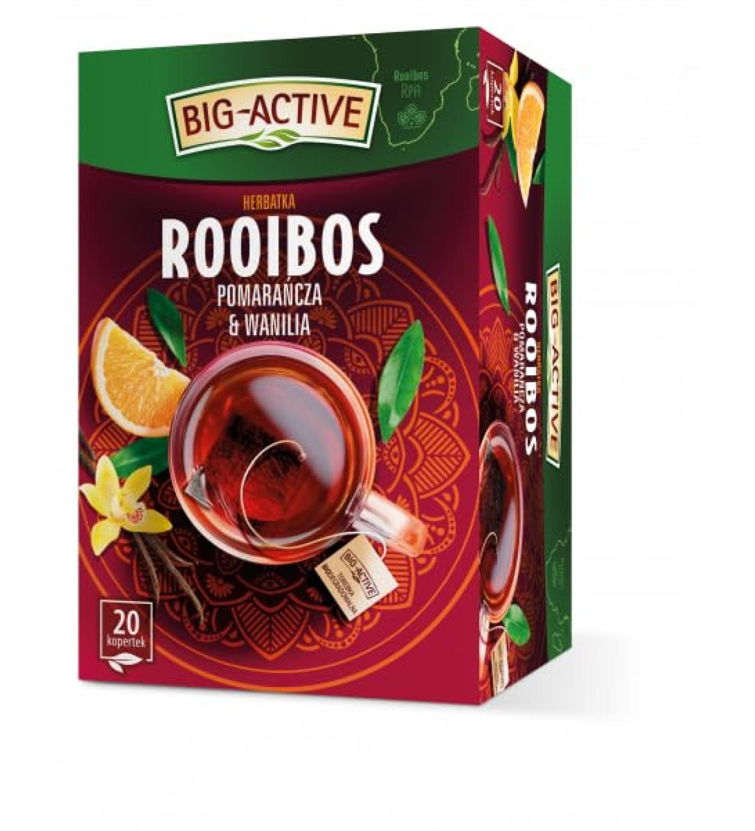 Big-Active Rooibos Orange & Vanilla Herbal Tea Natural Pure And Refreshing Herbal Fruit Infusion Herbapol