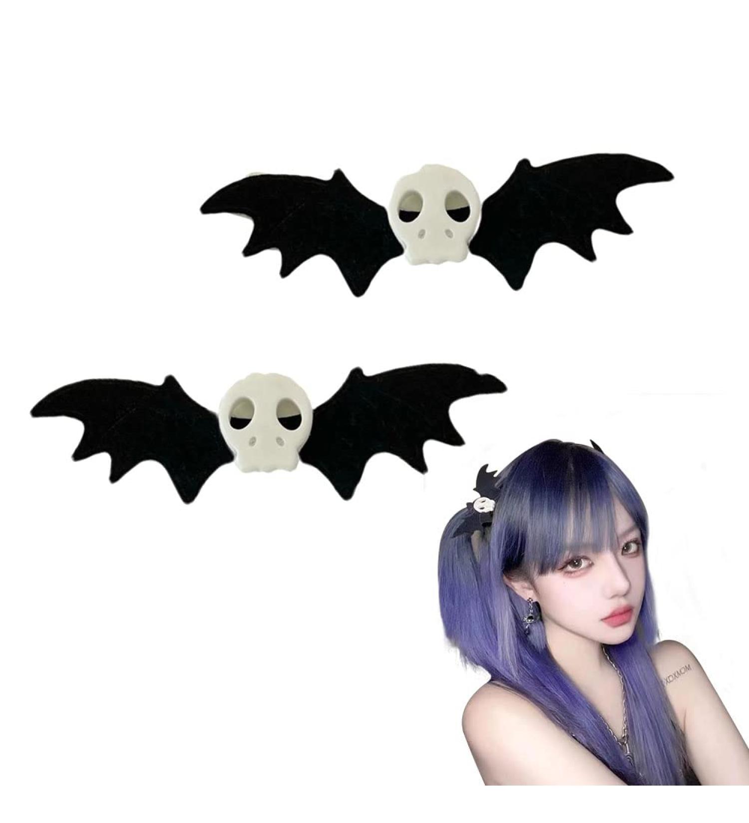 Bat Skull Hair Clips for Women & Girls - Halloween Devil Wings Barrettes for Cosplay Costume - Buy Online on SooperMarket.com