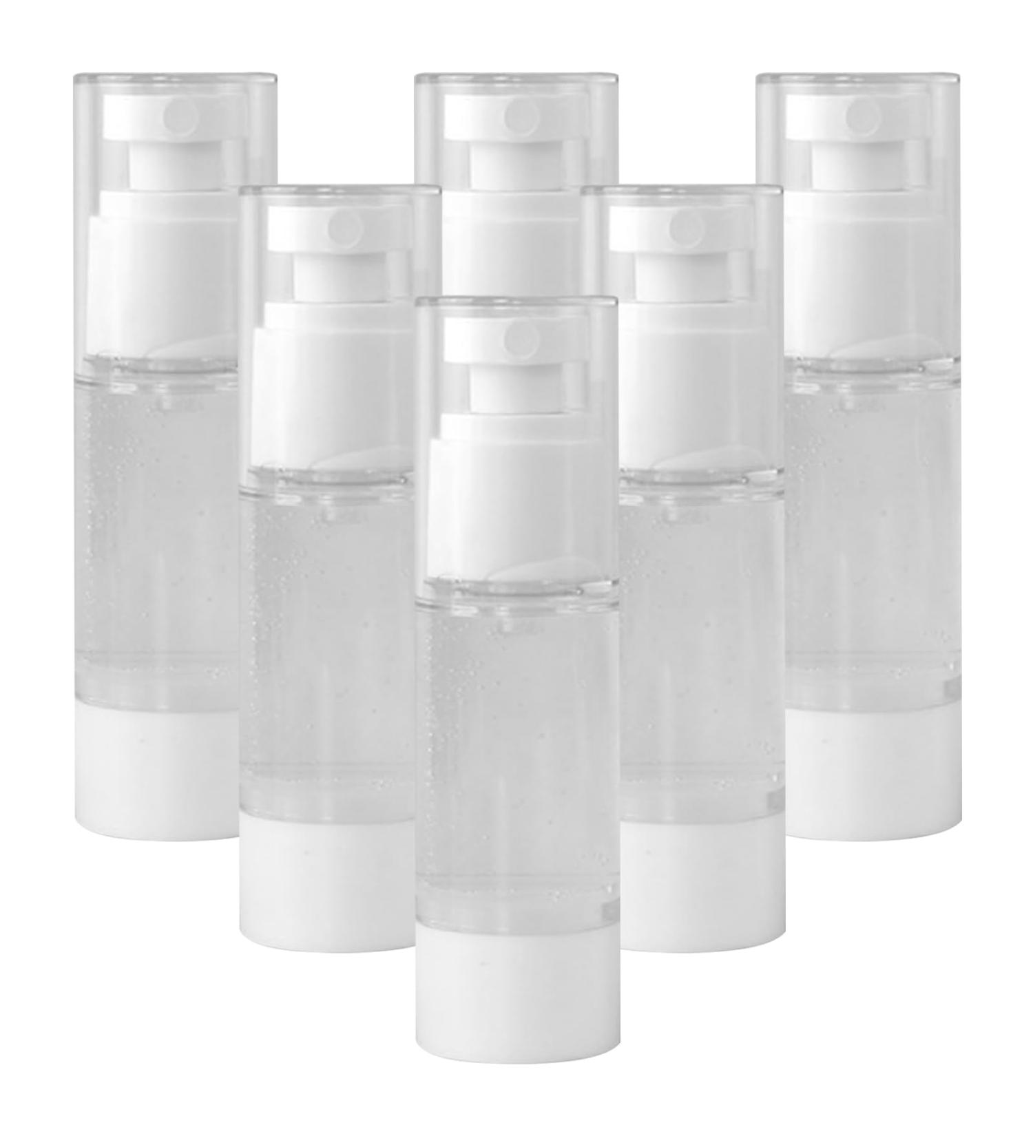 30ml Airless Pump Bottles - 6PCS Refillable Travel Spray Bottles for Toner | Transparent Portable & Reusable - Buy Online on SooperMarket.com