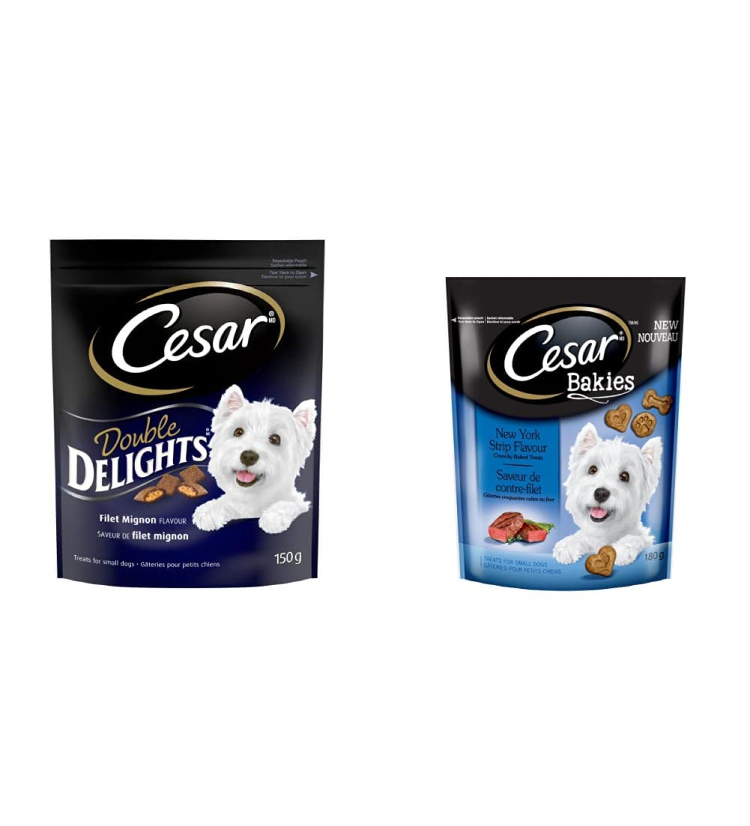 CESAR Double Delights Filet Mignon Dog Treats (10 Pack) + CESAR Bakies New York Strip Small Dog Treats