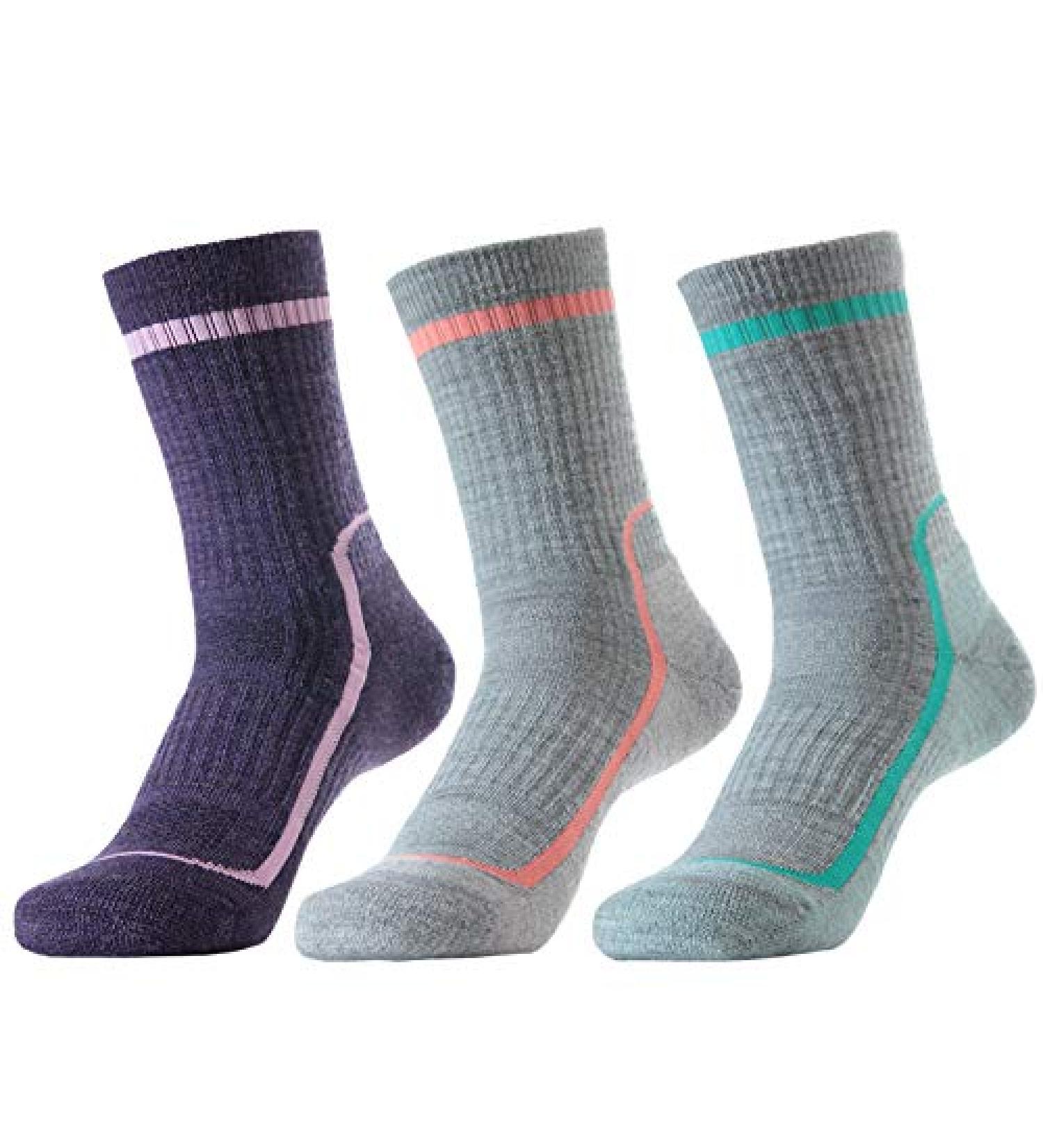 SOLAX Merino Wool Women's Hiking Crew Socks 3-Pack - Cushioned & Breathable for Trekking Outdoors | Medium Size - Buy Online on SooperMarket.com