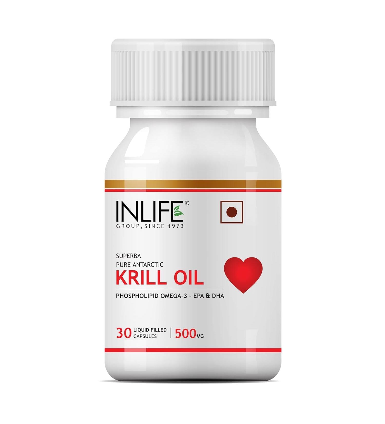 IN.LIFE Krill Oil (Superba Phospholipid Omega 3 with Astaxanthin 500 mg - 30 Capsules (Pack of 1) - Buy Online on SooperMarket.com