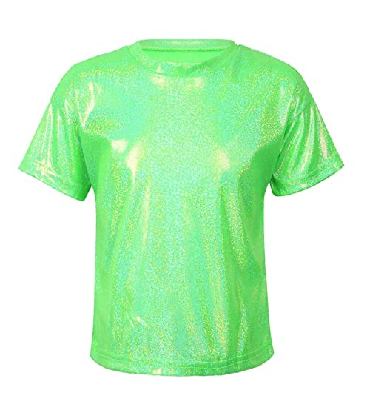 KKmeter Kids Short Sleeve Metallic Green Dance T-Shirt - Size 6-7 - Buy Online on SooperMarket.com