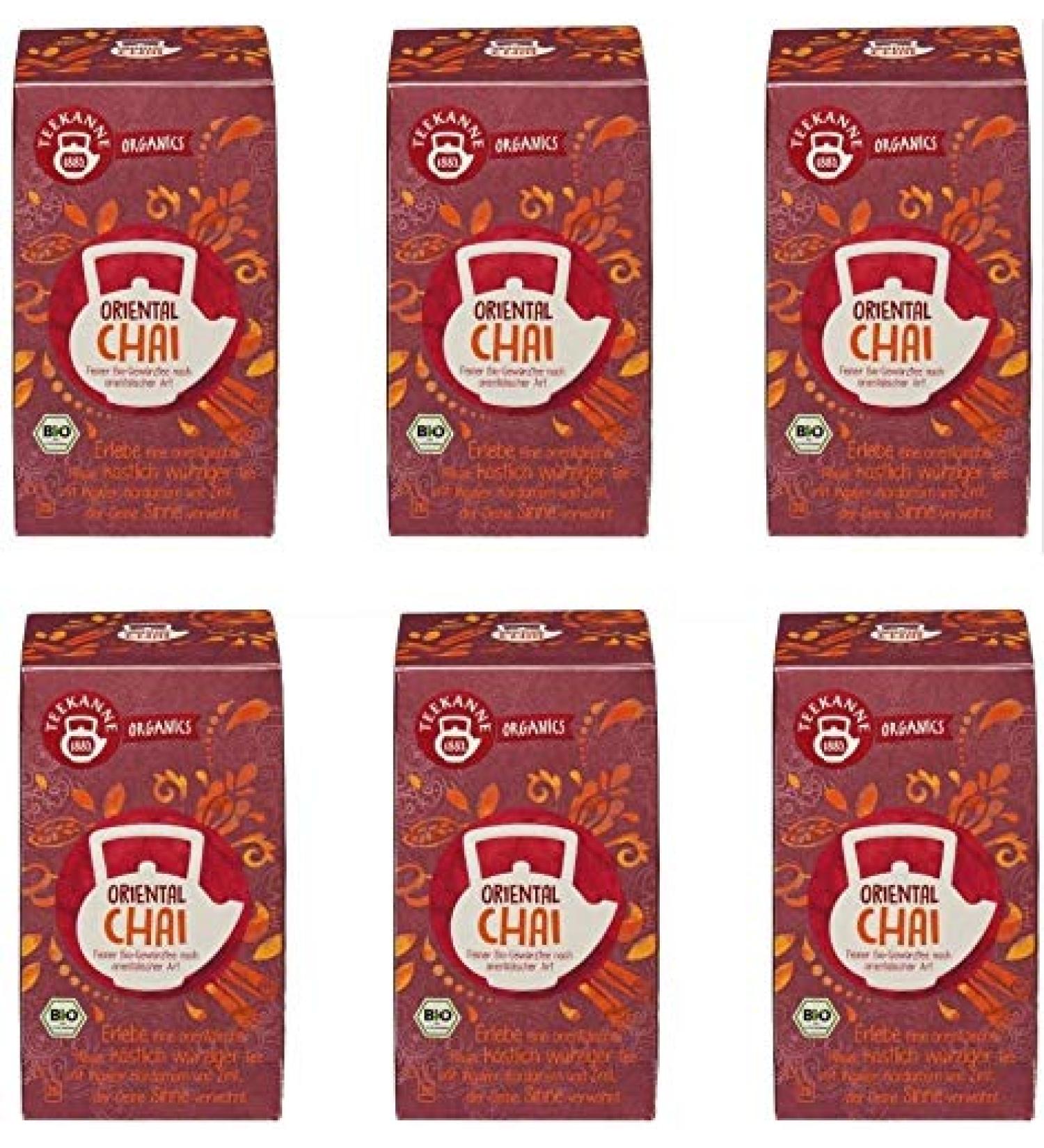 Teekanne Organic Oriental Chai - Pack of 6 (20 Pieces) | Premium Herbal Tea for International Shipping - Buy Online on SooperMarket.com