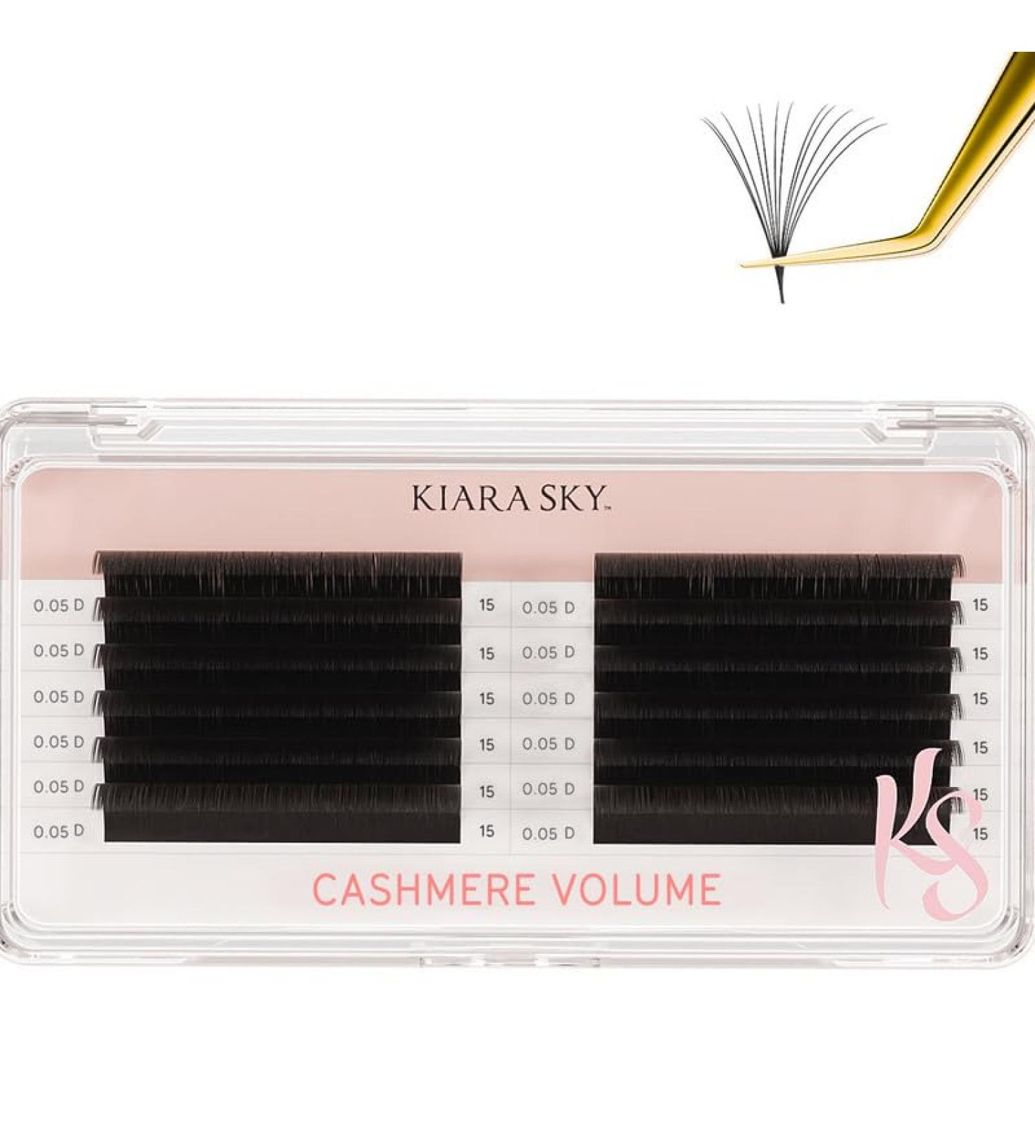 KIARA SKY LASH Cashmere Volume Lash Extensions | Premium Soft Semi-Matte Finish | Professional Eyelash Extensions | Black D-0.05 15mm - Buy Online on SooperMarket.com