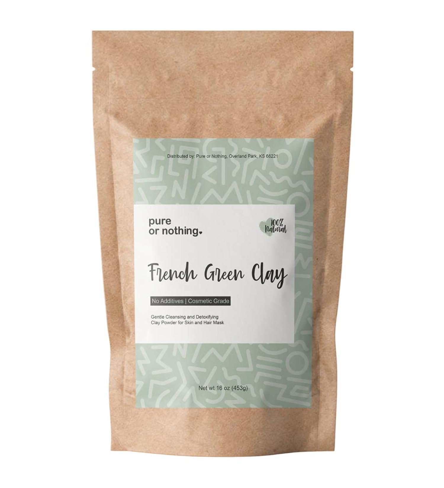 French Green Clay 16 oz | 100% Natural Montmorillonite Powder | Detoxifies Skin | Ideal for Masks & Soap Making - Buy Online on SooperMarket.com
