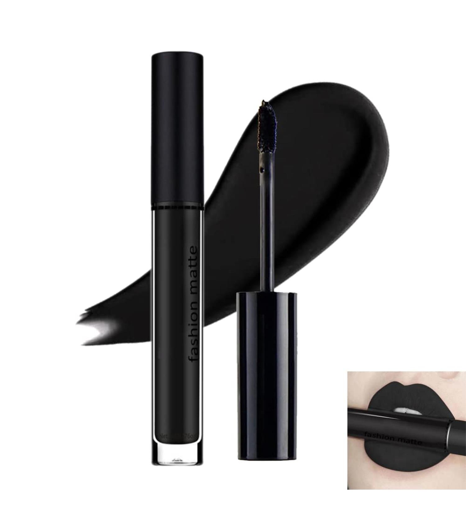 Black Matte Liquid Lipstick - Long Lasting, Pigmented Lip Gloss for Women & Girls | Waterproof & Non-stick Cup Lip Glaze - 0.10 Fl Oz - Buy Online on SooperMarket.com