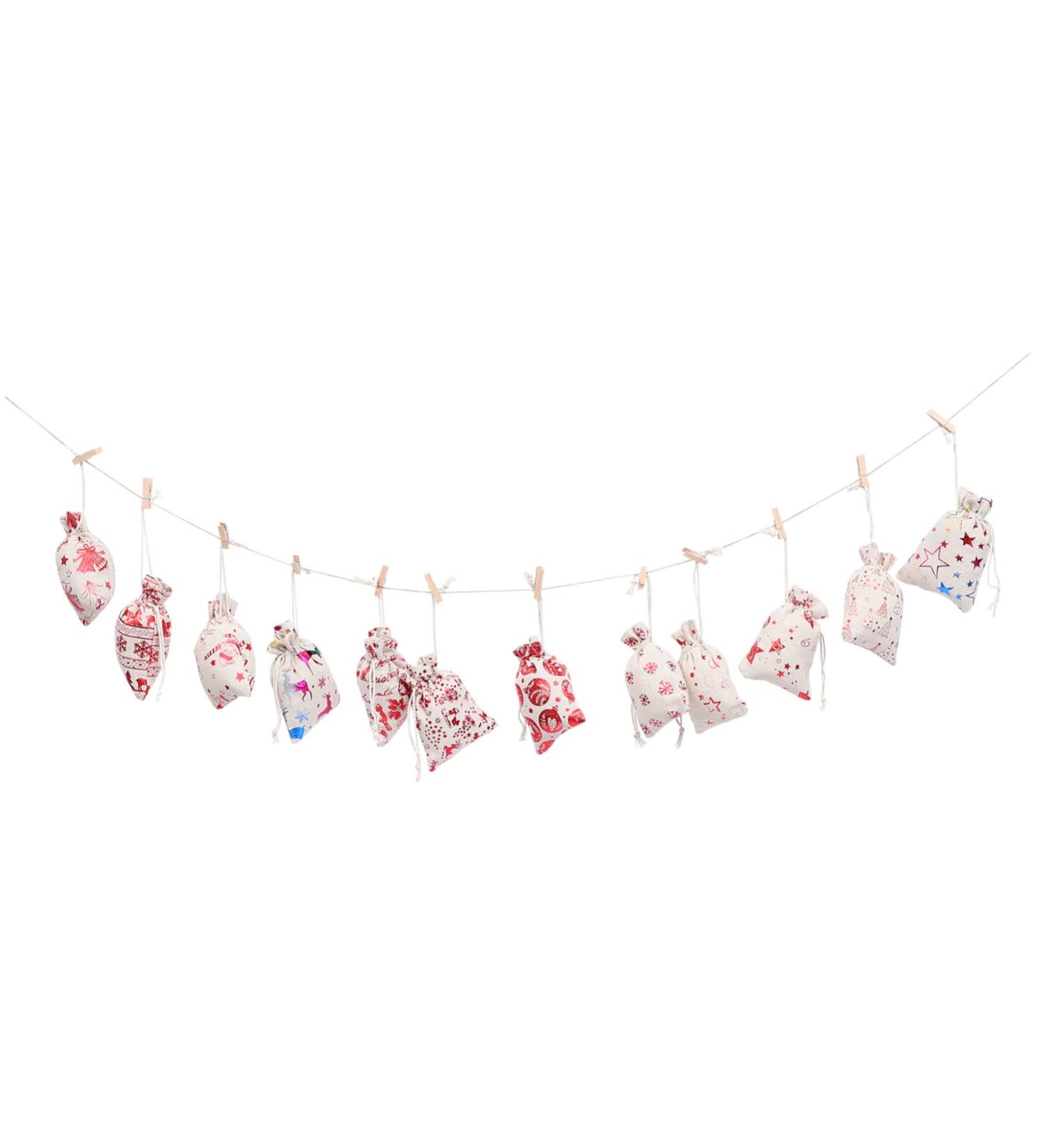 COOLHIYA 1 Set Candy Bag DIY Advent Calendar Bags Christmas Advent Calendar Bags Holiday Pouch Linen Beige - Buy Online on SooperMarket.com