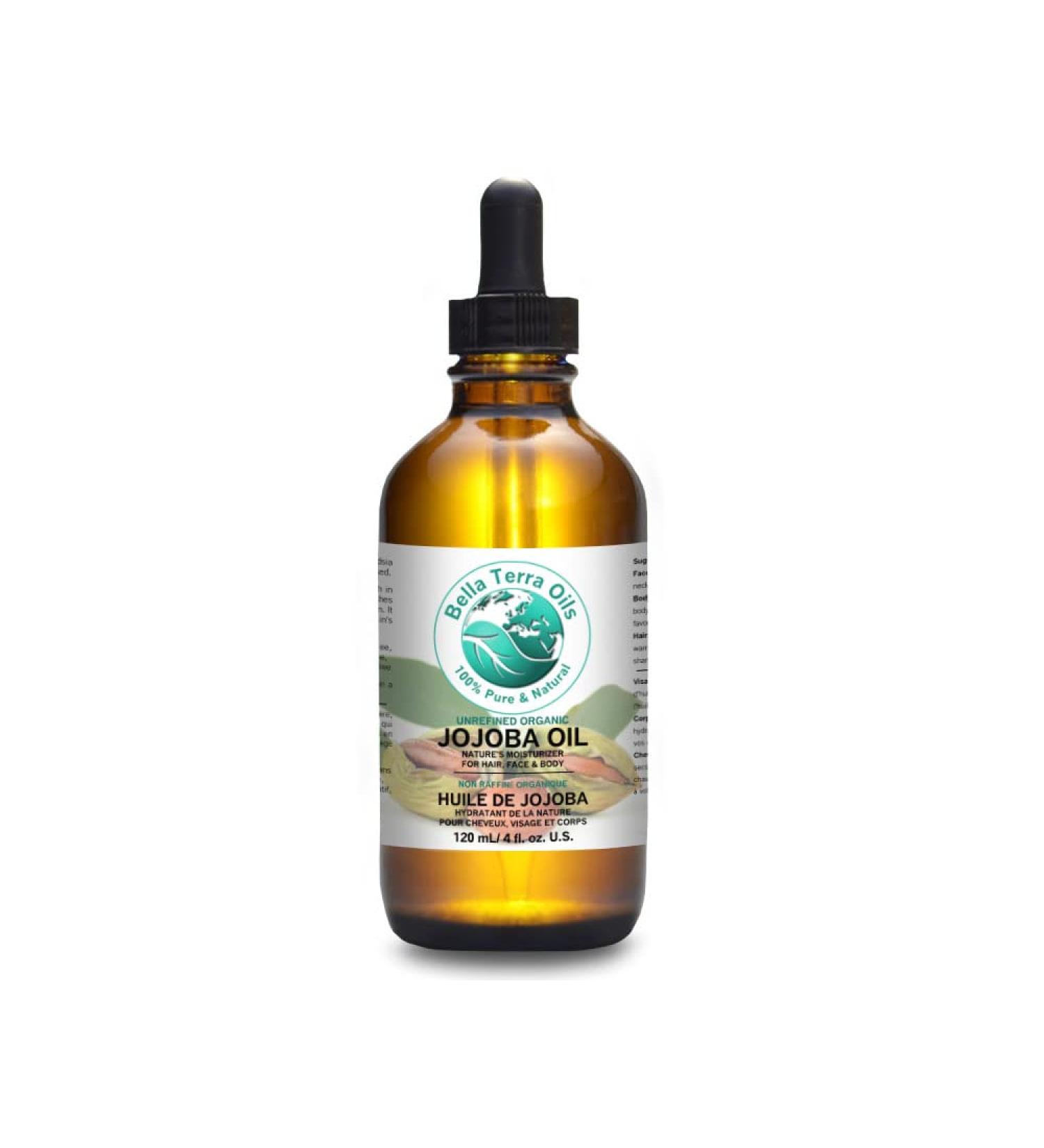 Bella Terra Oils Jojoba Oil 4 oz - 100% Pure Cold-Pressed Organic Moisturizer for Skin & Hair - Buy Online on SooperMarket.com