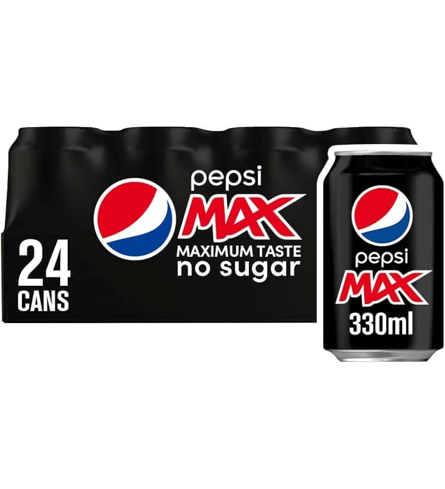 Pepsi.Max 24-Pack | Zero Sugar Cola with Maximum Flavor| Sugar-Free Carbonated Soft Drink | Refreshing Pepsi Taste - Buy Online on SooperMarket.com