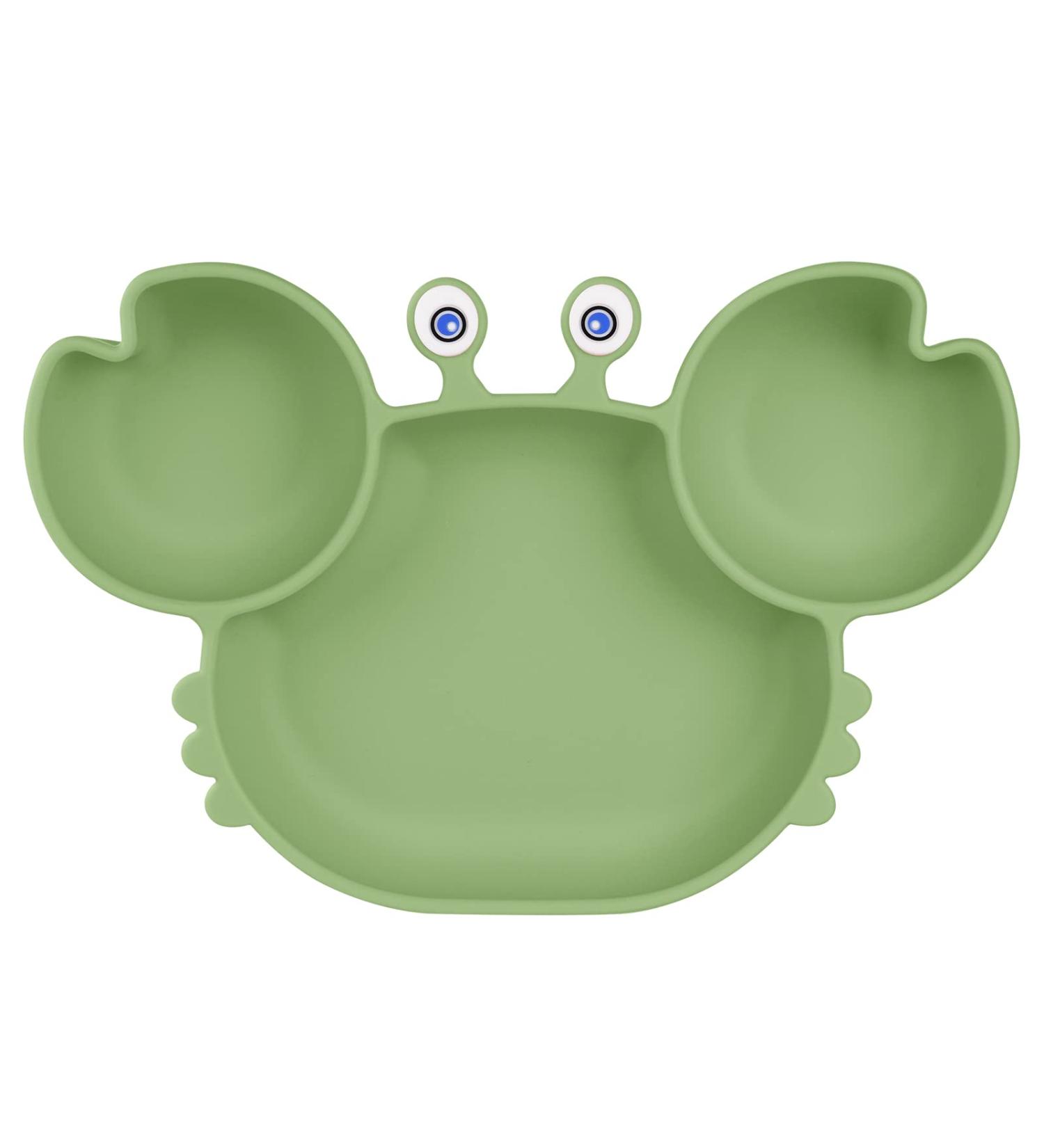 Vicloon Baby Suction Plate - Non Slip Silicone Toddler Plate for Self Feeding Training - Green Divided Plate for Highchairs Trays - Buy Online on SooperMarket.com
