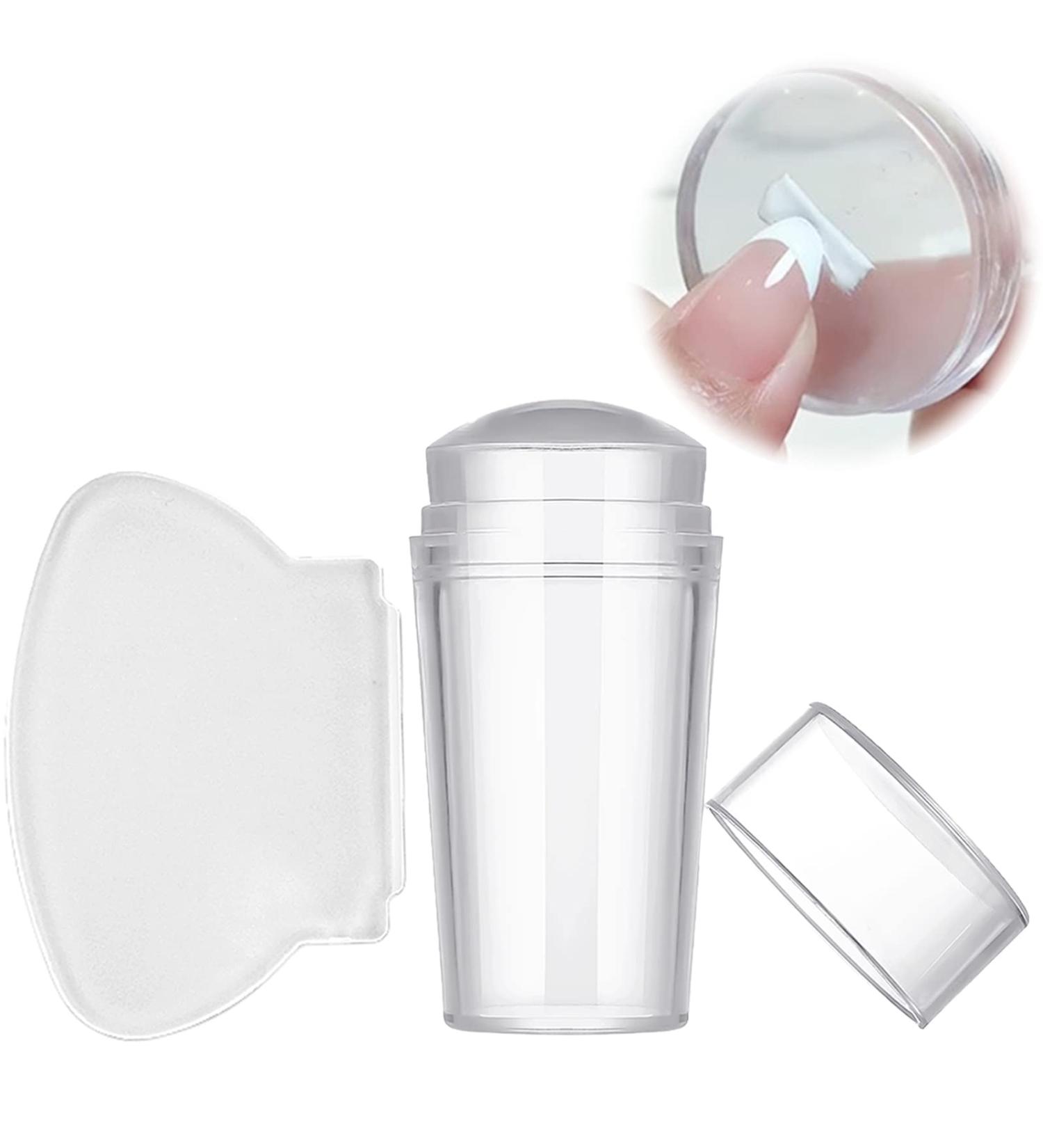 Clear Nail Art Stamper with Cap & Scraper | Silicone Jelly Stamp for DIY Nail Art | Perfect for French Smile Lines & Transparent Designs - Buy Online on SooperMarket.com