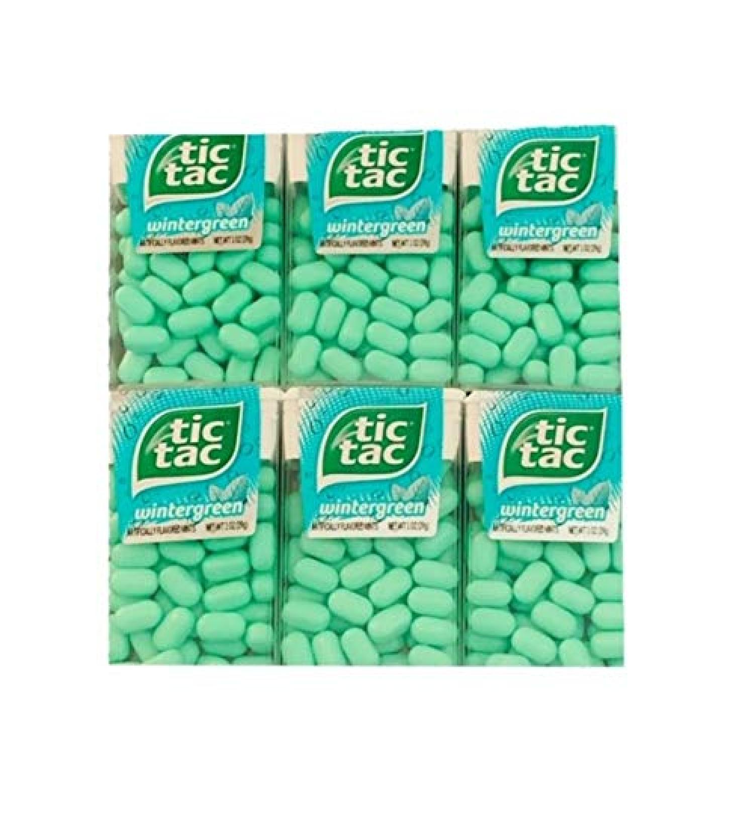 Tic Tac Wintergreen Flavored Mints 6 Pack| Wintergreen Mints 1 oz Tub | Low Calorie Wintergreen Mints | Pack of 6