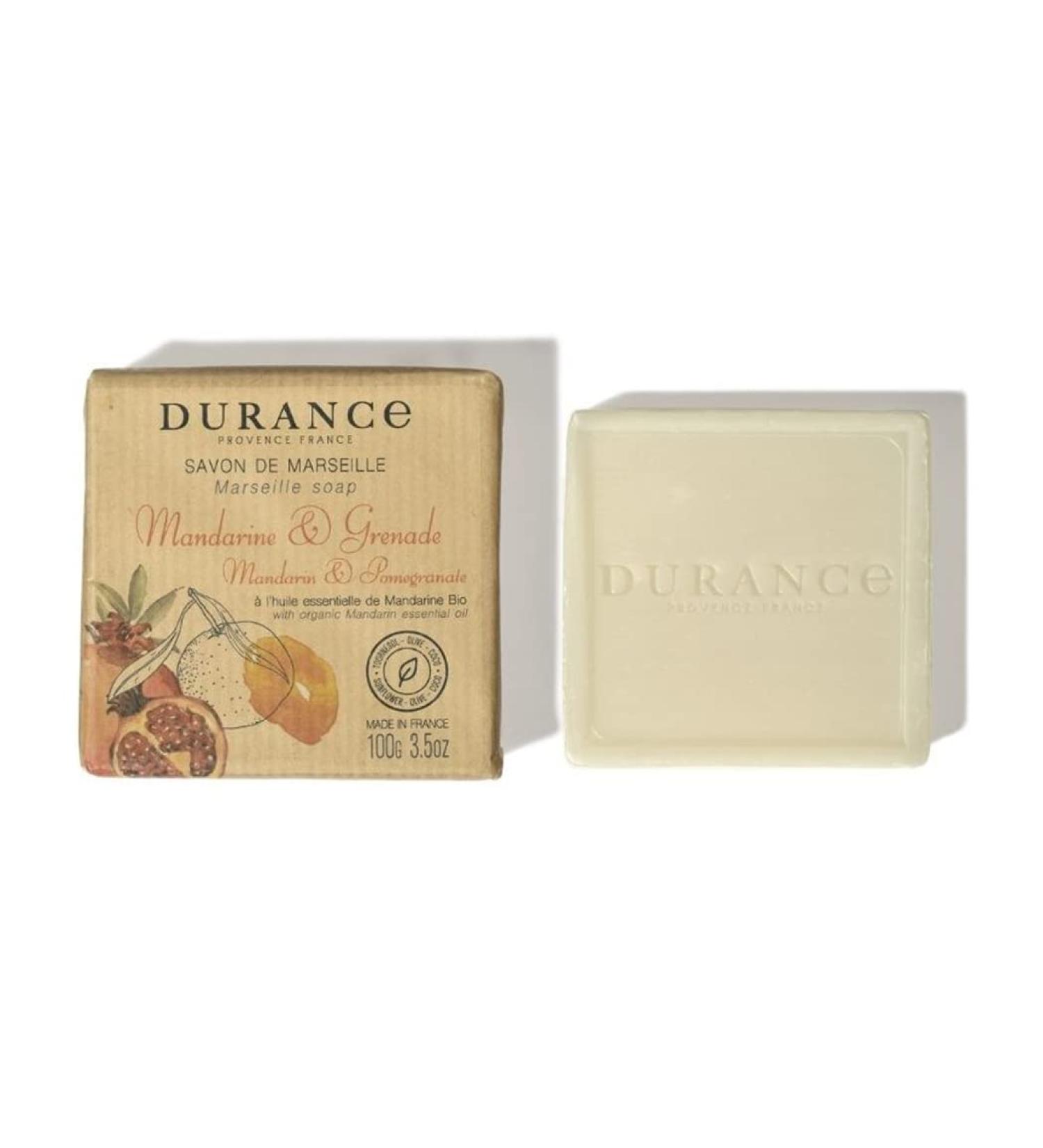 Durance Solid Marseille Soap With Organic Mandarin Essential Oil 100g Enriched With Olive Oil & Red Rice Extract Paraben-Free Solid Soap For All Skin Types - Buy Online on SooperMarket.com