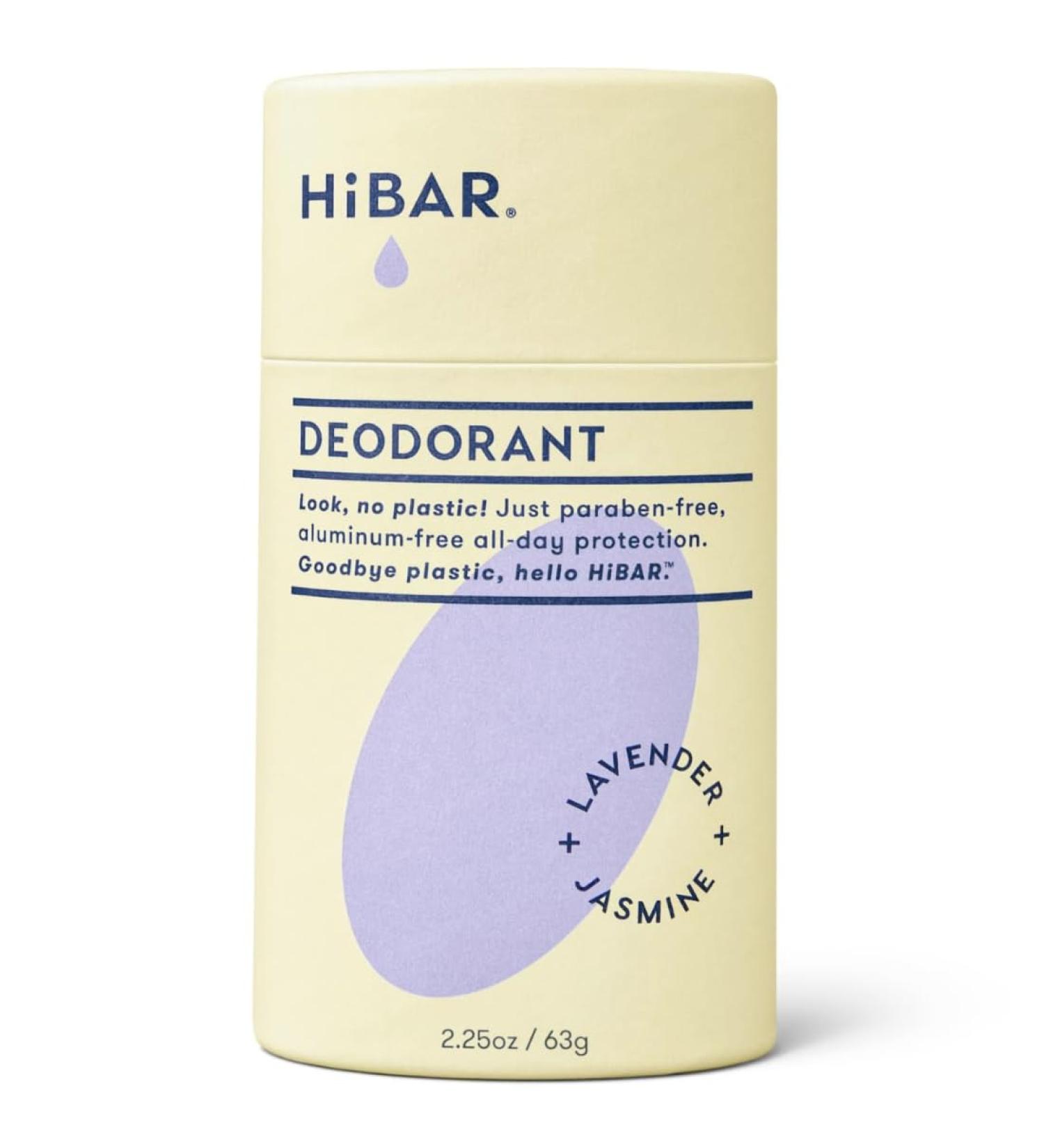 HiBAR - Lavender & Jasmine Plastic Free Deodorant - Natural Deodorant - All-Day Protection - With Sunflower Seed Wax Rice Bran & Shea Butter - Plastic Paraben & Aluminum-Free - Vegan - 1 Pack - Buy Online on SooperMarket.com