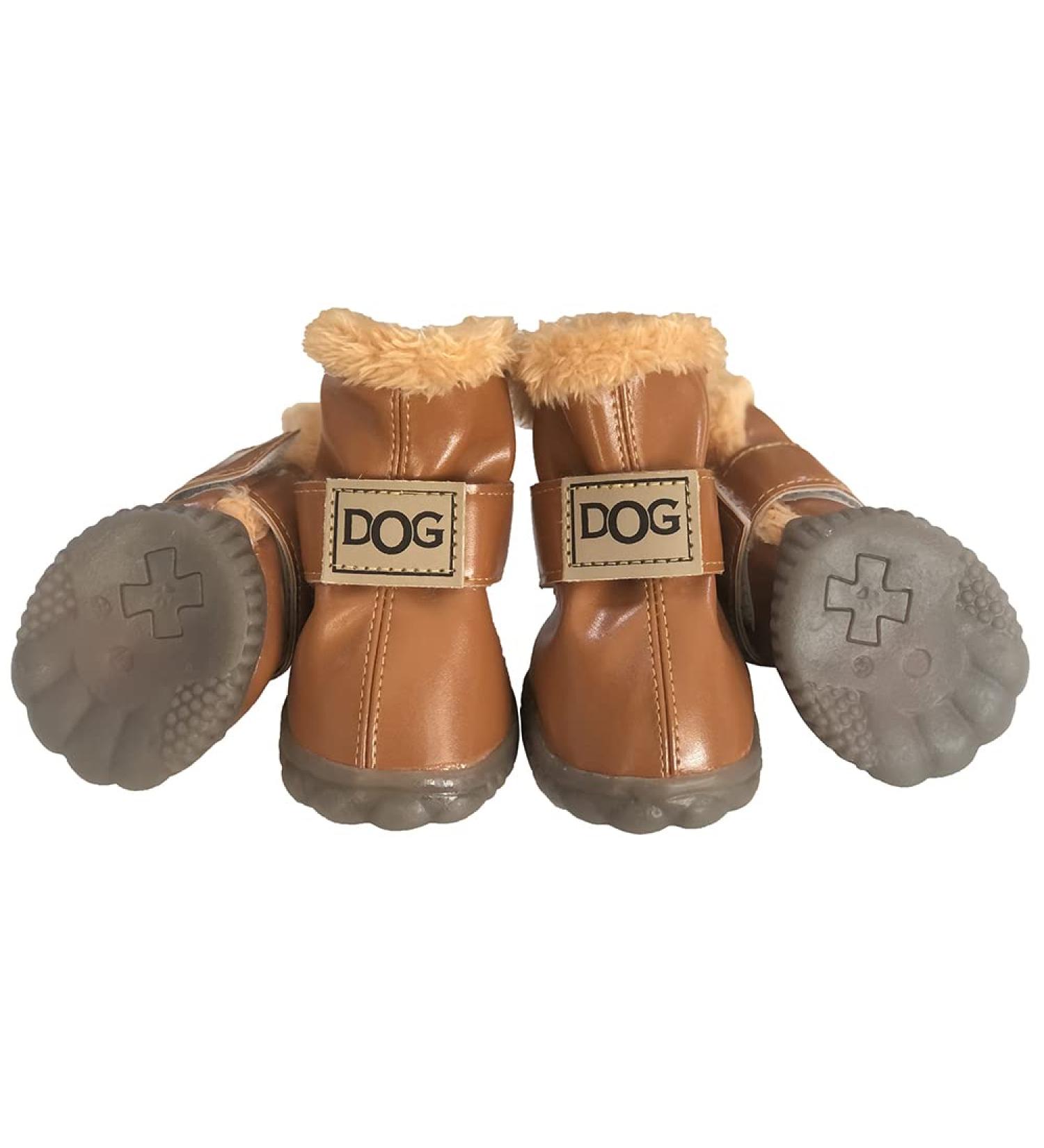 WINSOON Dog Australia Boots Size 5 Light Brown - 4-pcs Set Winter Pet Antiskid Shoes for Skidproof Paw Protection - Buy Online on SooperMarket.com