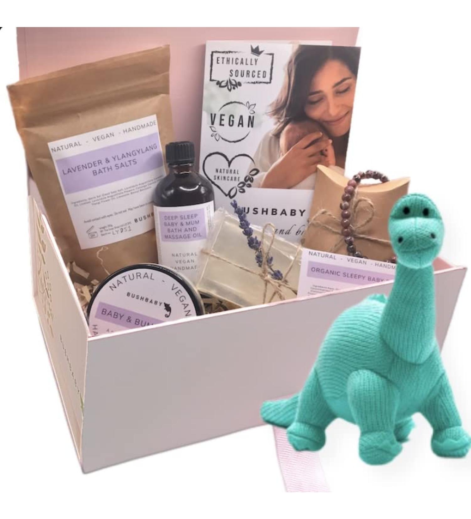 BUSHBABY Natural Vegan Mum and Baby Pamper Kit - Pregnancy & Maternity Gift Set (Ice Blue Diplodocus) - Buy Online on SooperMarket.com