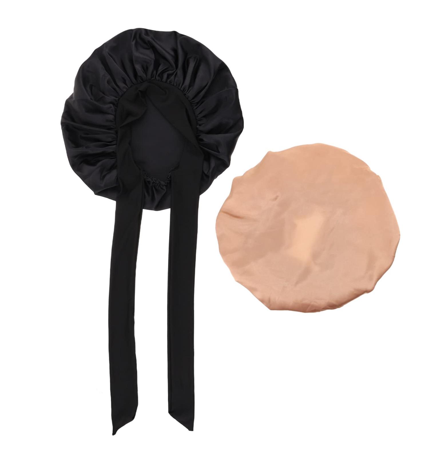 Beavorty 2pcs Satin Night Cap Set | Adjustable Silk Bonnet for Sleeping | Women's Head Wraps | Satin Sleep Hat for Hair Care - Buy Online on SooperMarket.com