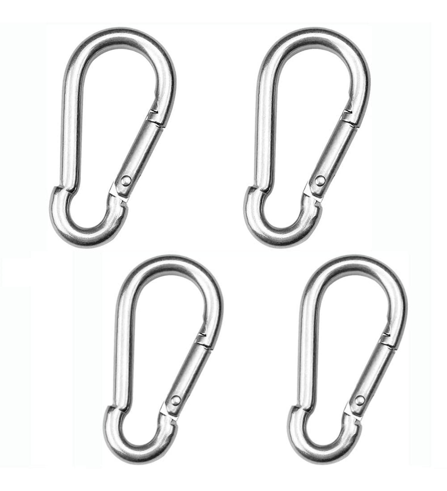 Pubiao 4-Piece Stainless Steel Carabiner Feather Hooks (M6) - Durable Chain Hooks for Travel Camping Hiking Fishing & Dog Walking - Buy Online on SooperMarket.com