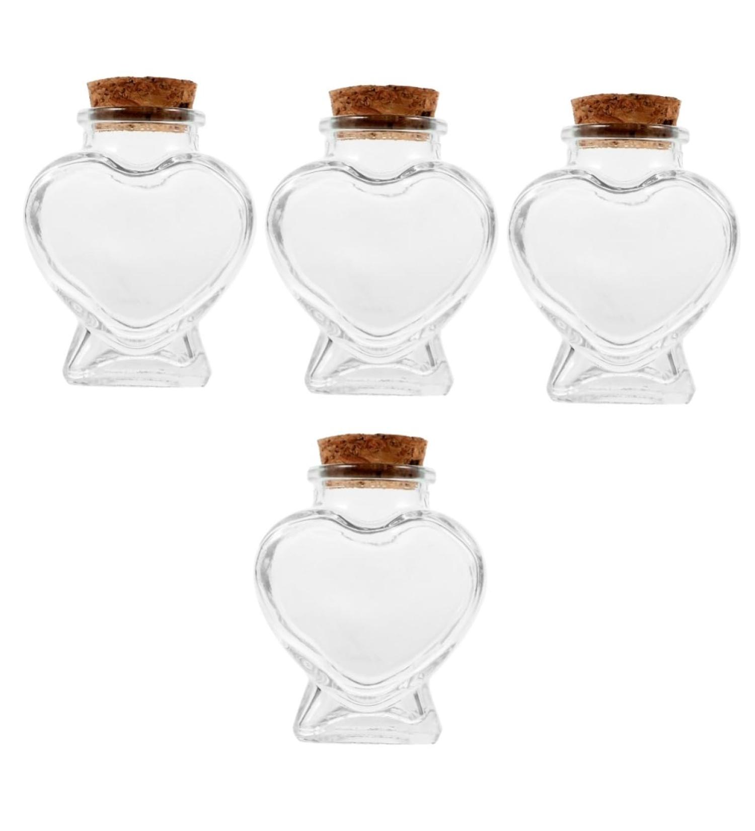 Zerodeko 4pcs Glass Heart Shaped Bottle Terrarium Wedding Decorations Decorative Wishing Bottle Glass Container with Lid Glass Jars Wishing Jar Origami Craft Bottle Glass Bottle Cork As Shownx4pcs 8.50X6.00X4.00CMx4pcs - Buy Online on SooperMarket.com