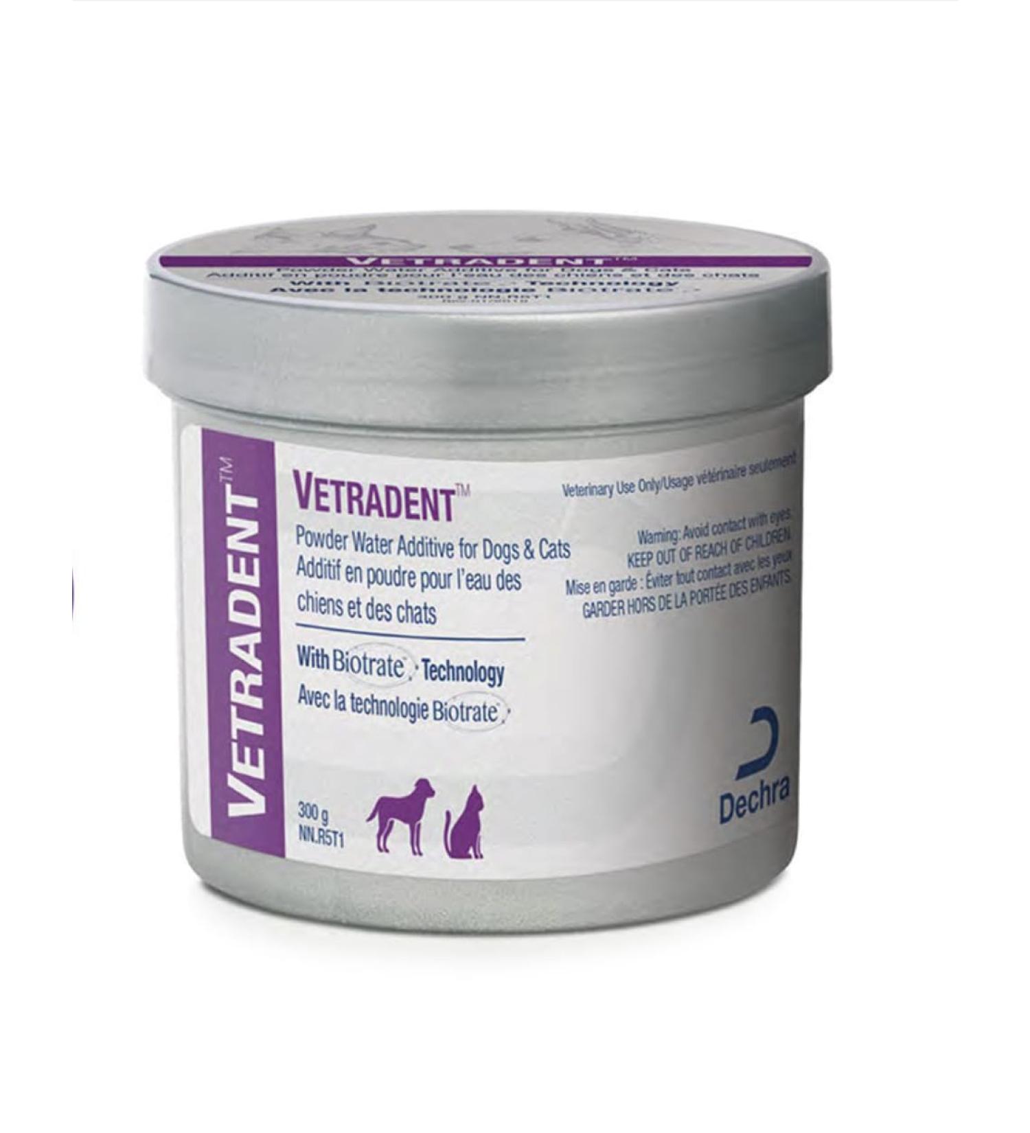 VETRADENT Powder Water Additive for Dogs & Cats with Biotrate Technology Fight Plaque & Tartar Freshen Breath Maintain & Promote Good Dental and Oral Hygiene 300g Made in USA - Buy Online on SooperMarket.com