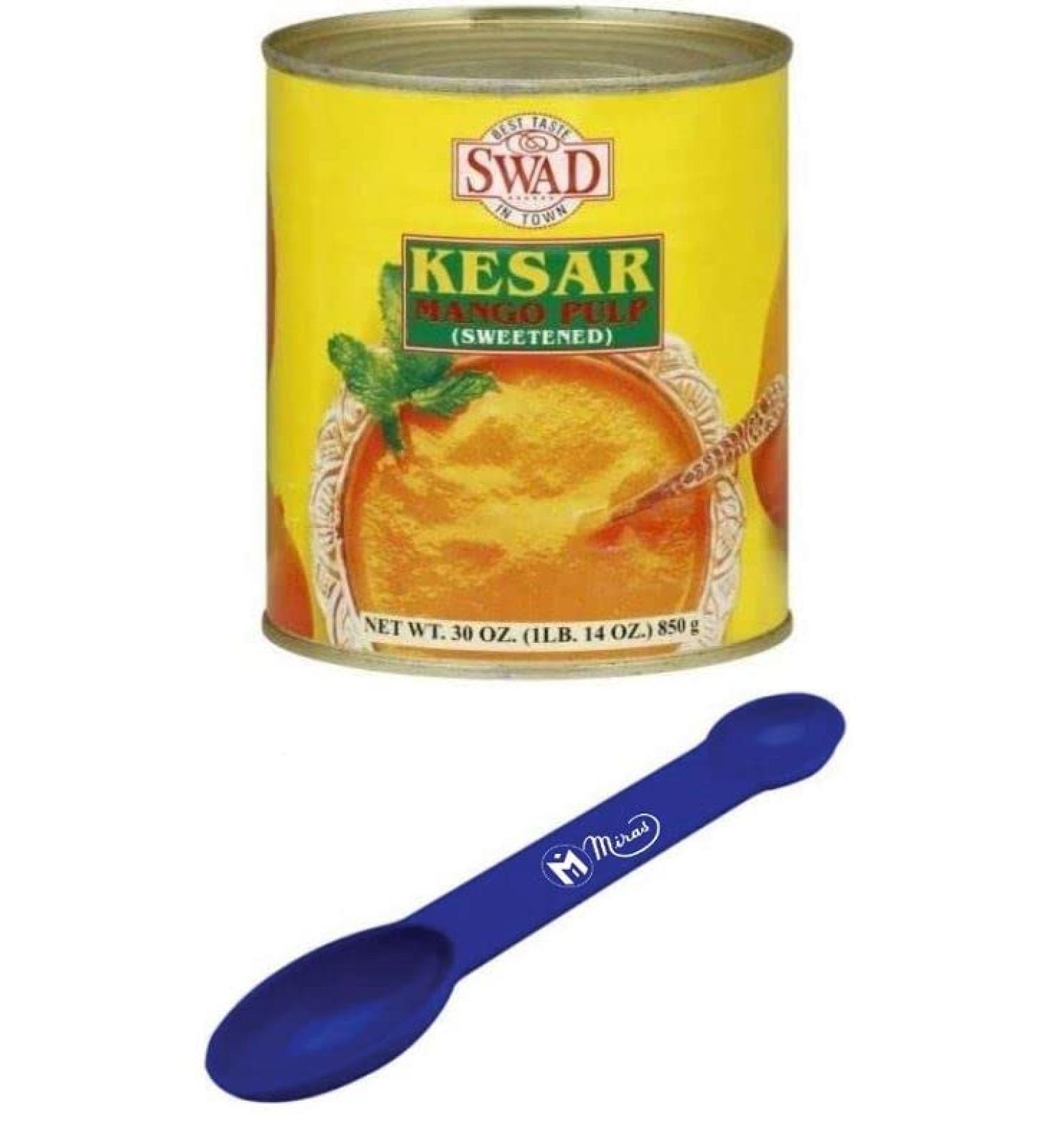 Swad Kesar Mango Pulp Sweetened (850g) + Free Miras Trademark 2-in-1 Measuring Spoon | Buy Online - Buy Online on SooperMarket.com
