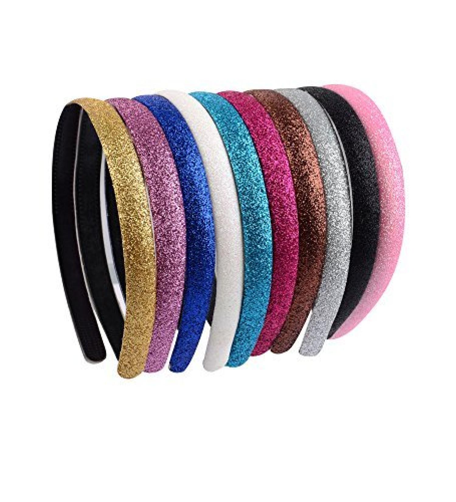 Blulu Glitter Plastic Headbands with Teeth  female   10 Colors  10 Pieces  Multicoloured  13 x 13 x 1.3 cm Bright Colors