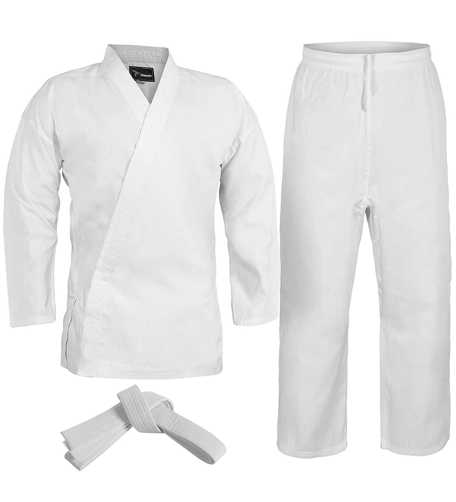 Lightweight Karate Uniform for Kids & Adults - Martial Arts Gi with Belt 00 (3'8 - 4'0 / 50 lbs) - White - Buy Online on SooperMarket.com