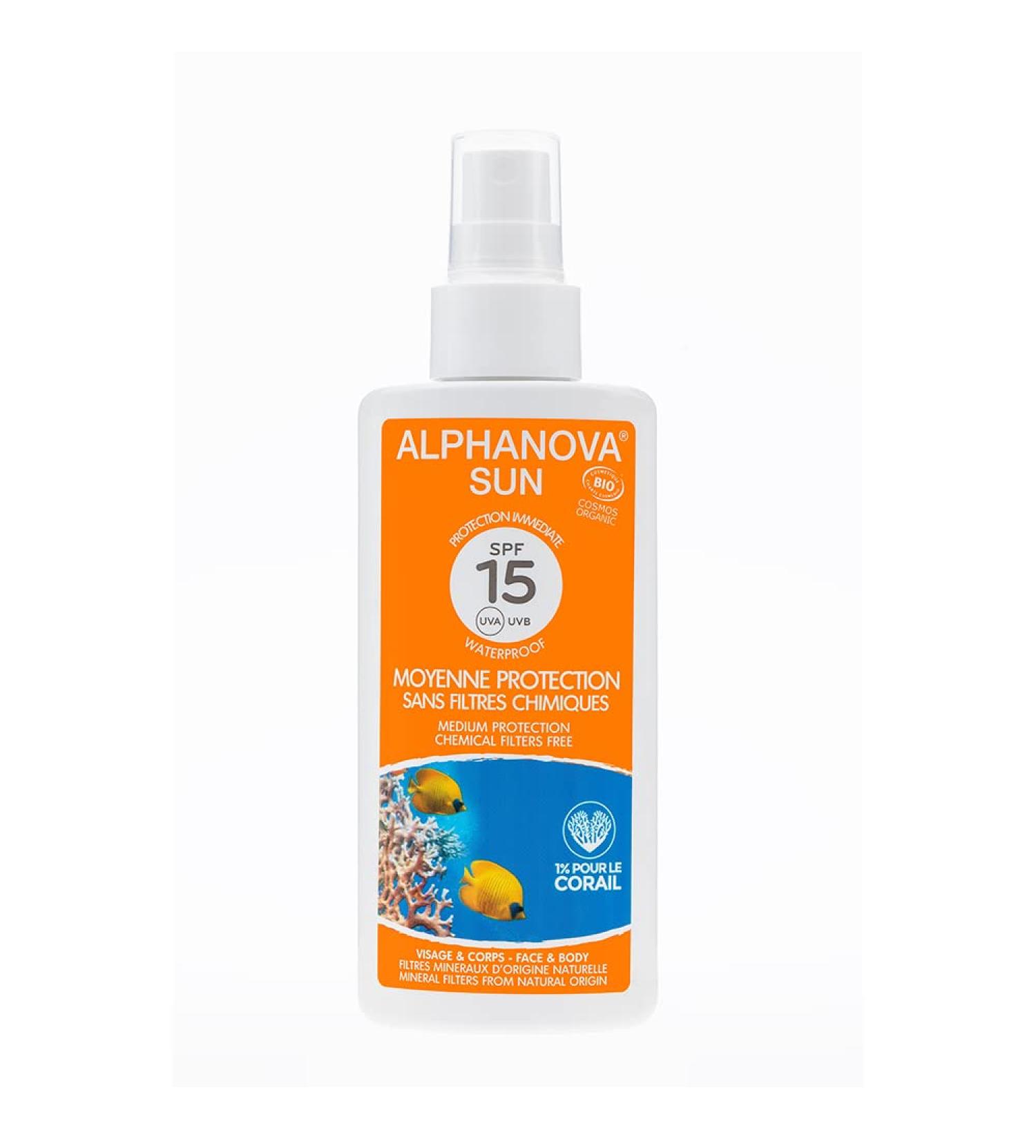 Alphanova Sun Organic Sunscreen With SPF 15 For Face and Body Immediate Protection Waterproof 125 ml Sun Cream SPF 15 - Buy Online on SooperMarket.com
