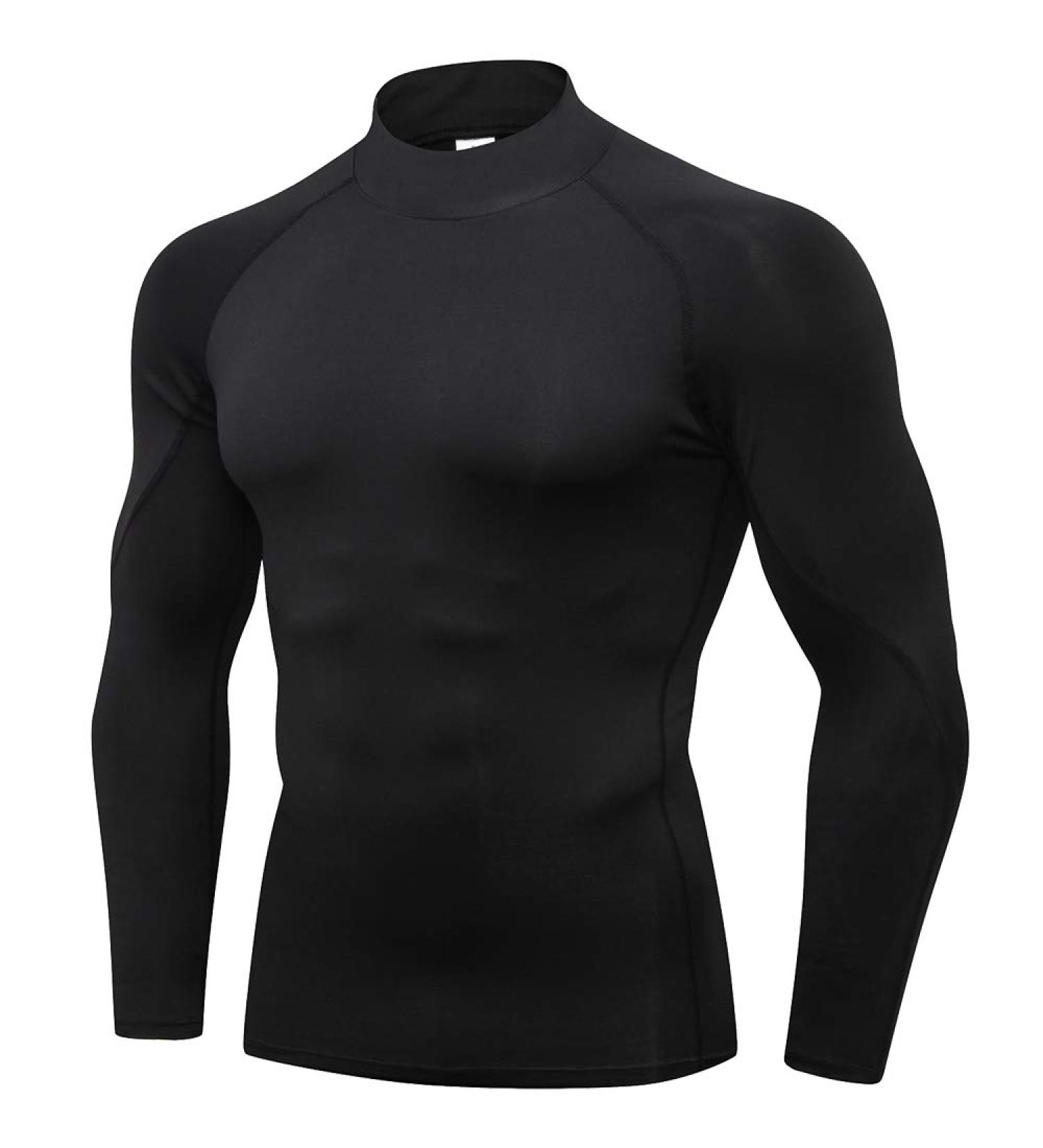 Men's Long Sleeve Compression Shirt Black - Medium | Athletic Workout Top for Gym & Sports - Buy Online on SooperMarket.com