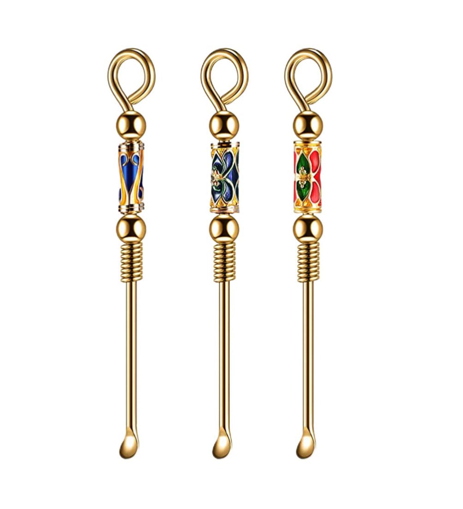 3Pcs Micro Mini Scoop Earwax Removal Kit - Tiny Gold Set Lab Spatula for Glitter Mica, Cleaning Tools - Buy Online on SooperMarket.com